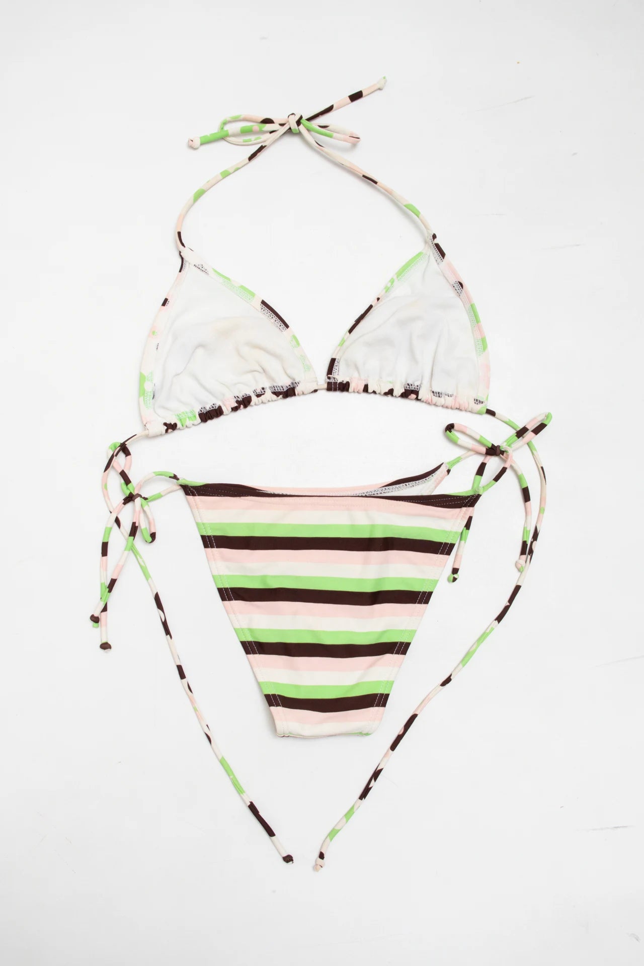 Stripe Floral Bikini Green | c. 166 | Size 8/10