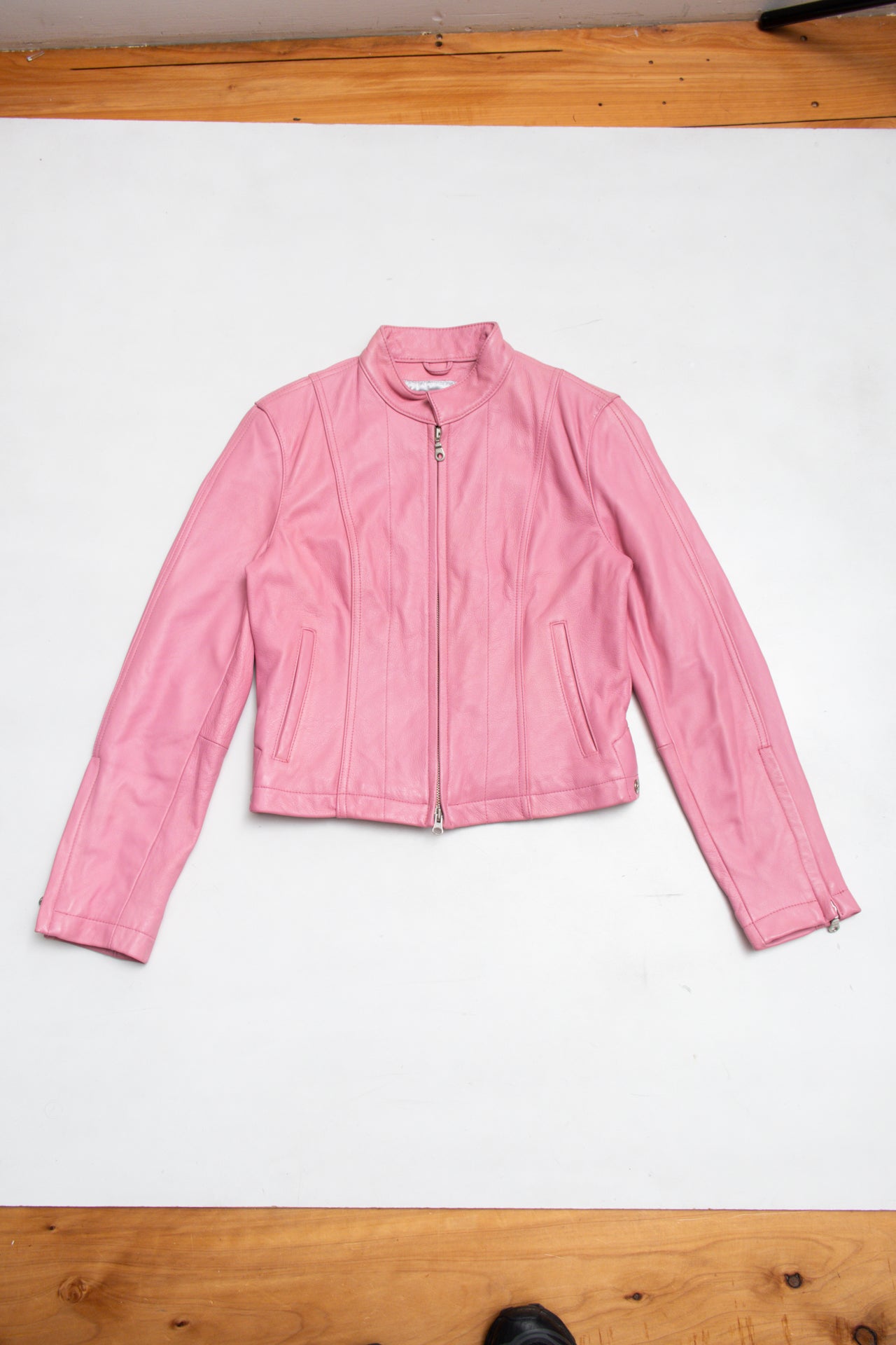 #136 Maxima pink genuine leather jacket | c. 164 | size 8