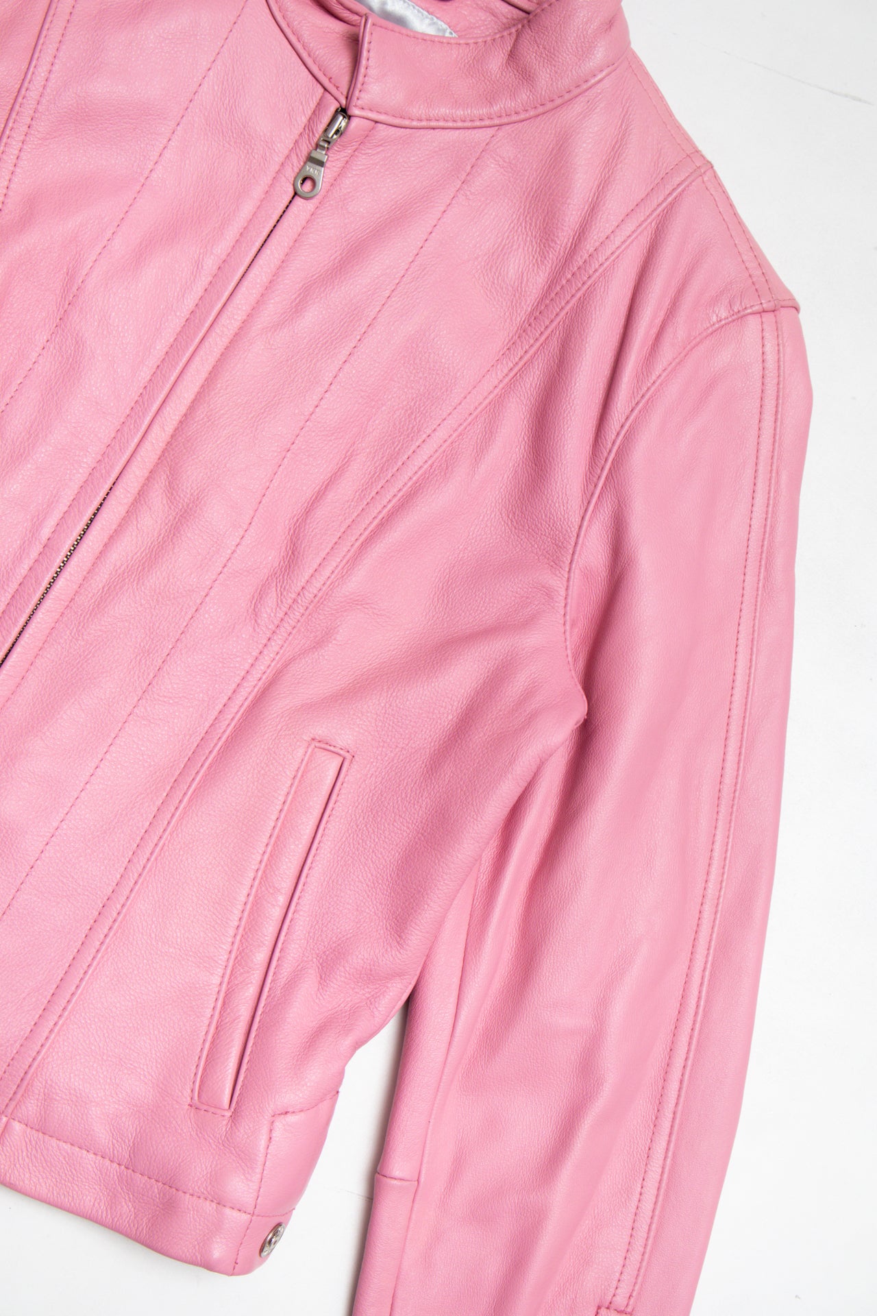 #136 Maxima pink genuine leather jacket | c. 164 | size 8