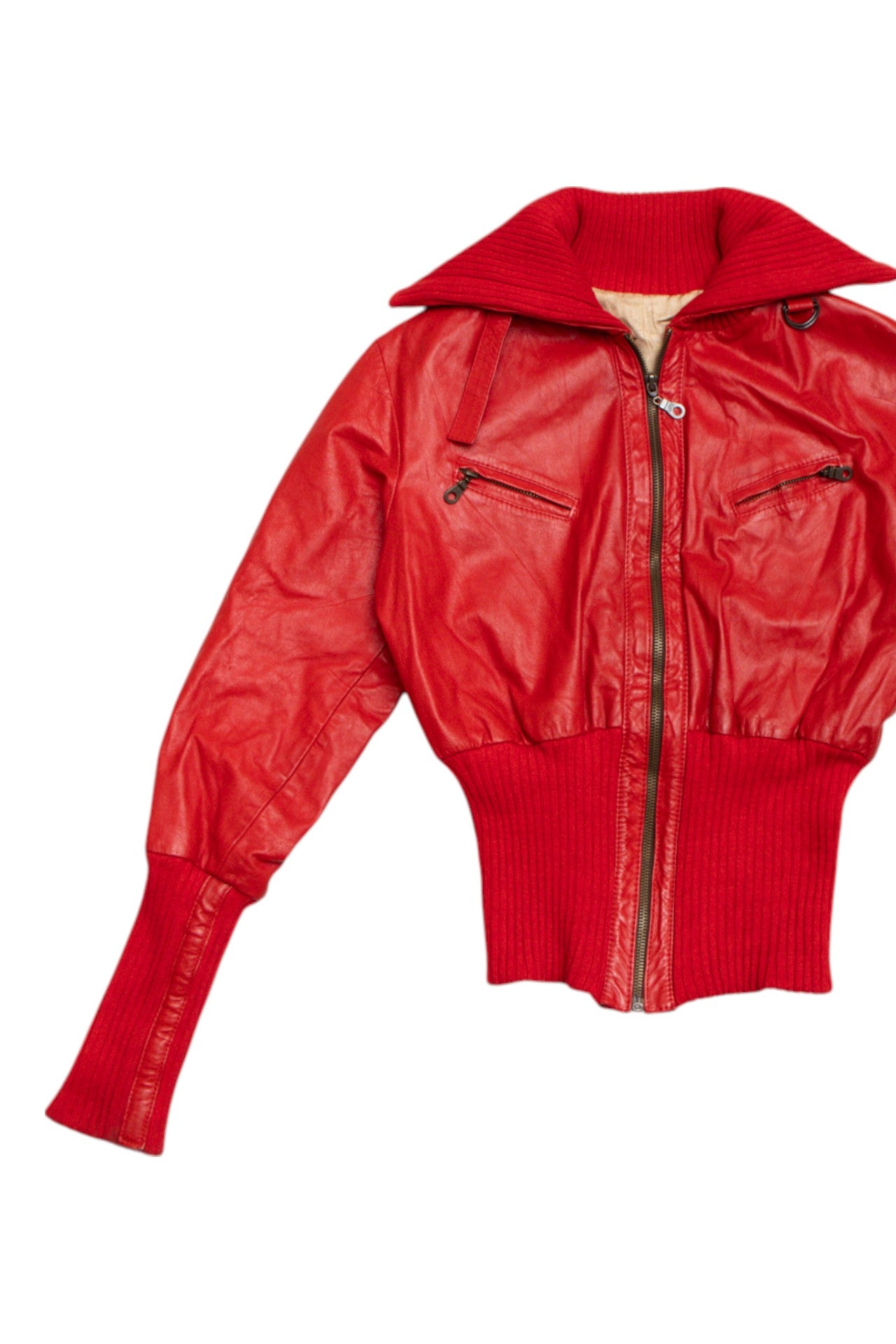 #150 faux leather red cropped jacket | c. 158 | size 6