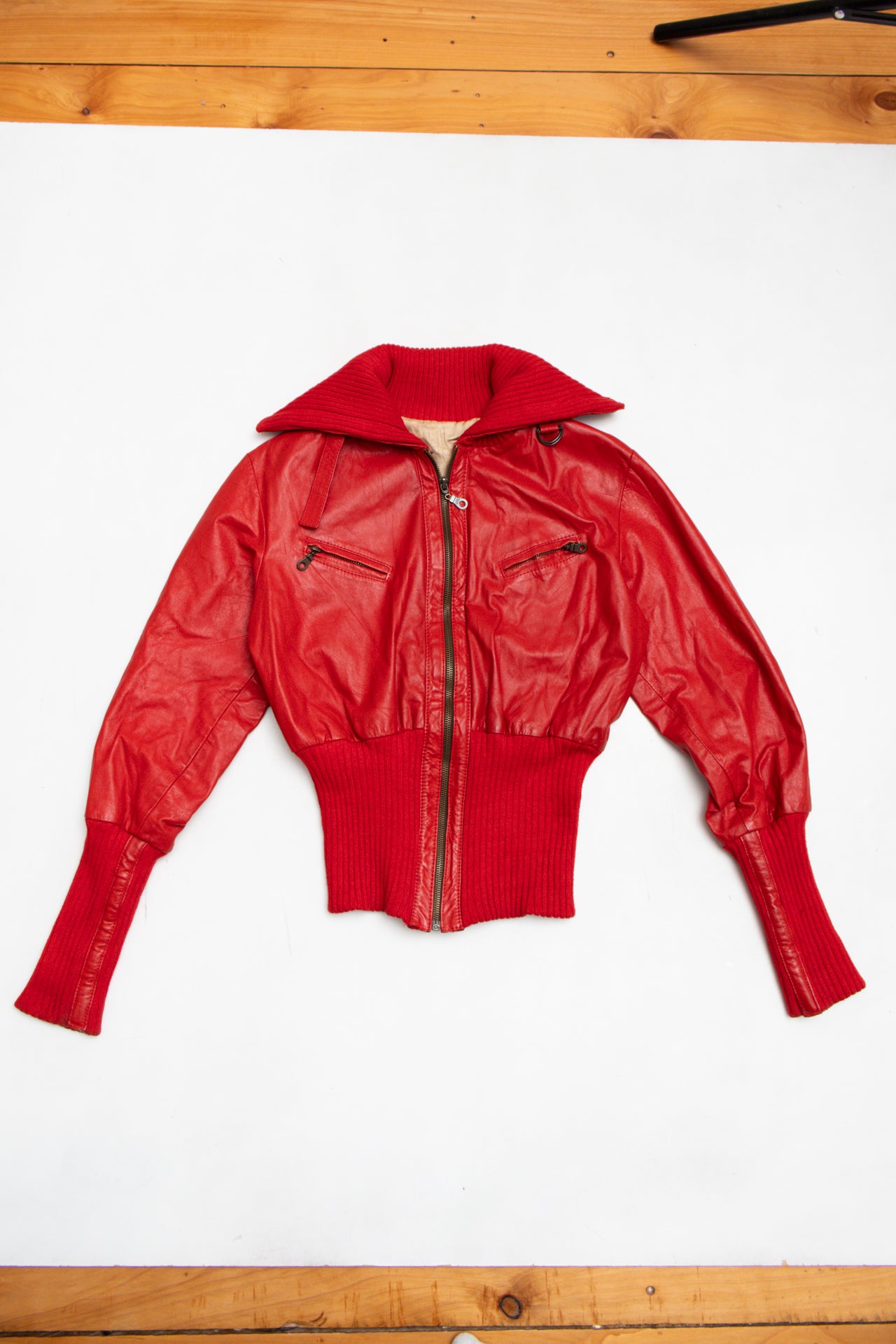 #150 faux leather red cropped jacket | c. 158 | size 6