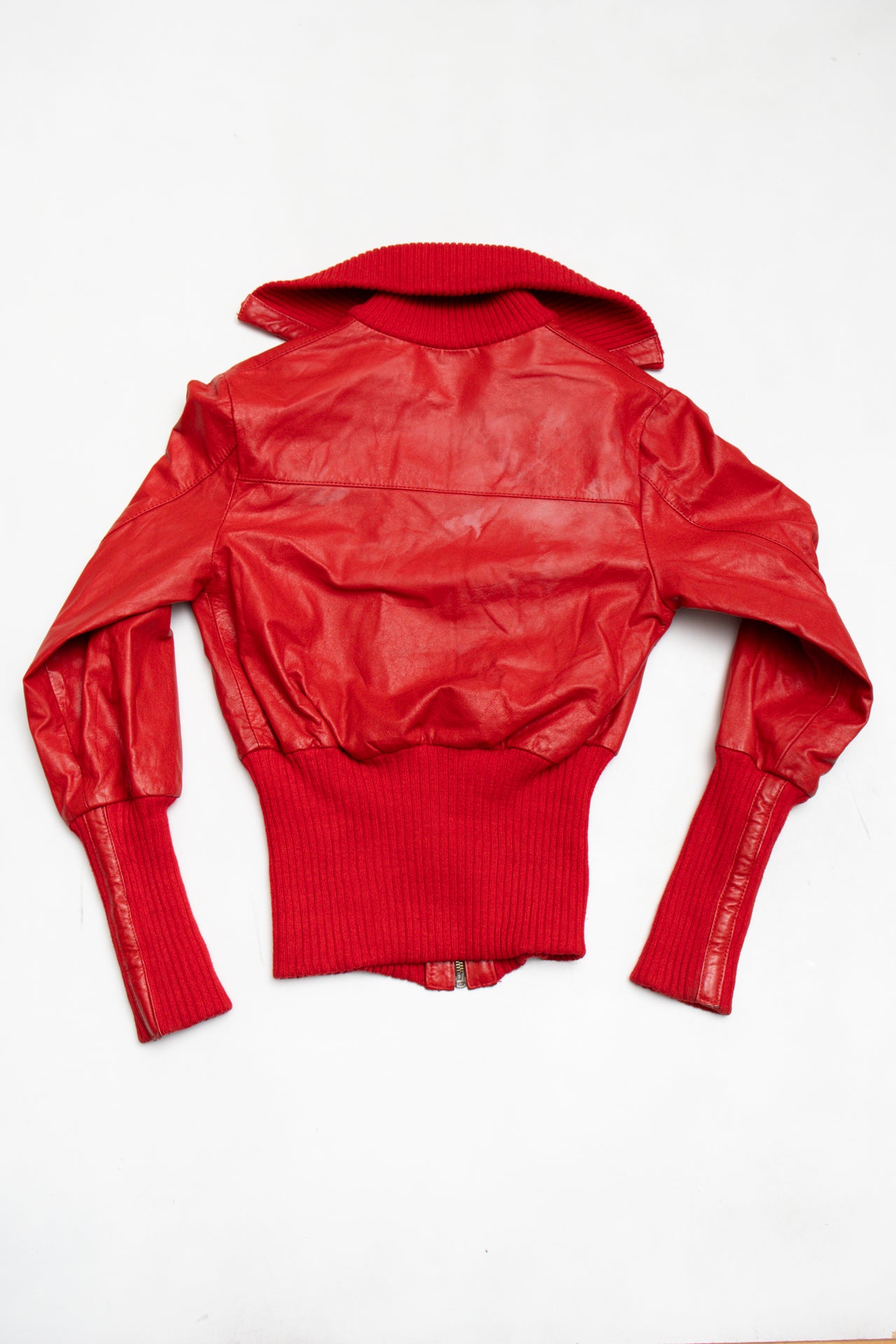 #150 faux leather red cropped jacket | c. 158 | size 6