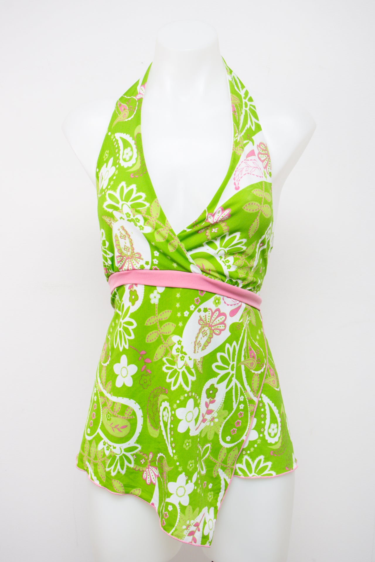 #008 Tangents Halter Top Green | c. 201 | Size 12