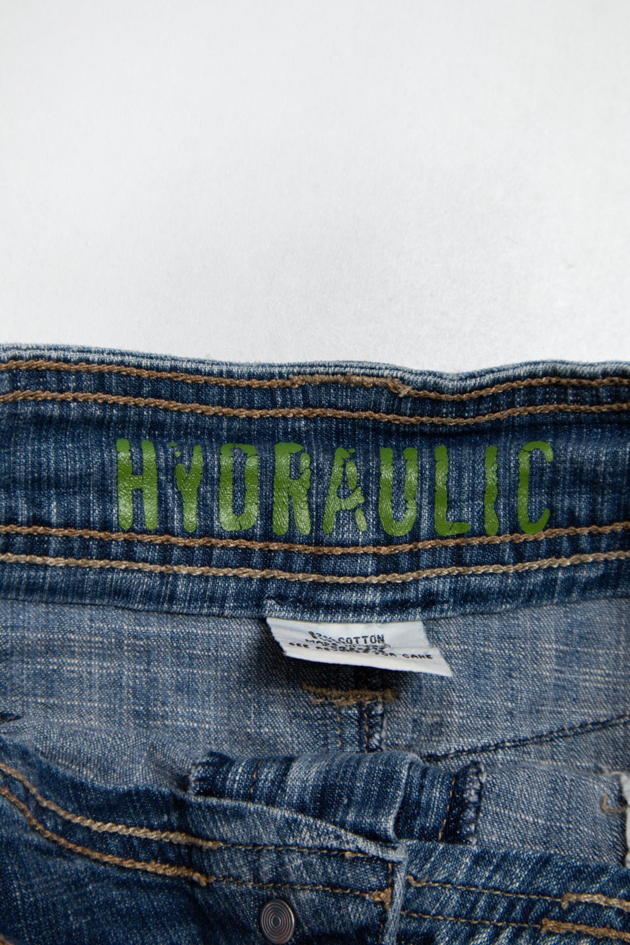 #153 Hydraulic Denim Mini Skirt Blue | c. 190 | Size 6