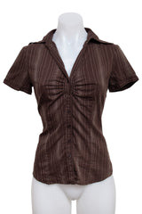 #045 New York & Company Short Sleeve Brown | c. 214 | Size 8