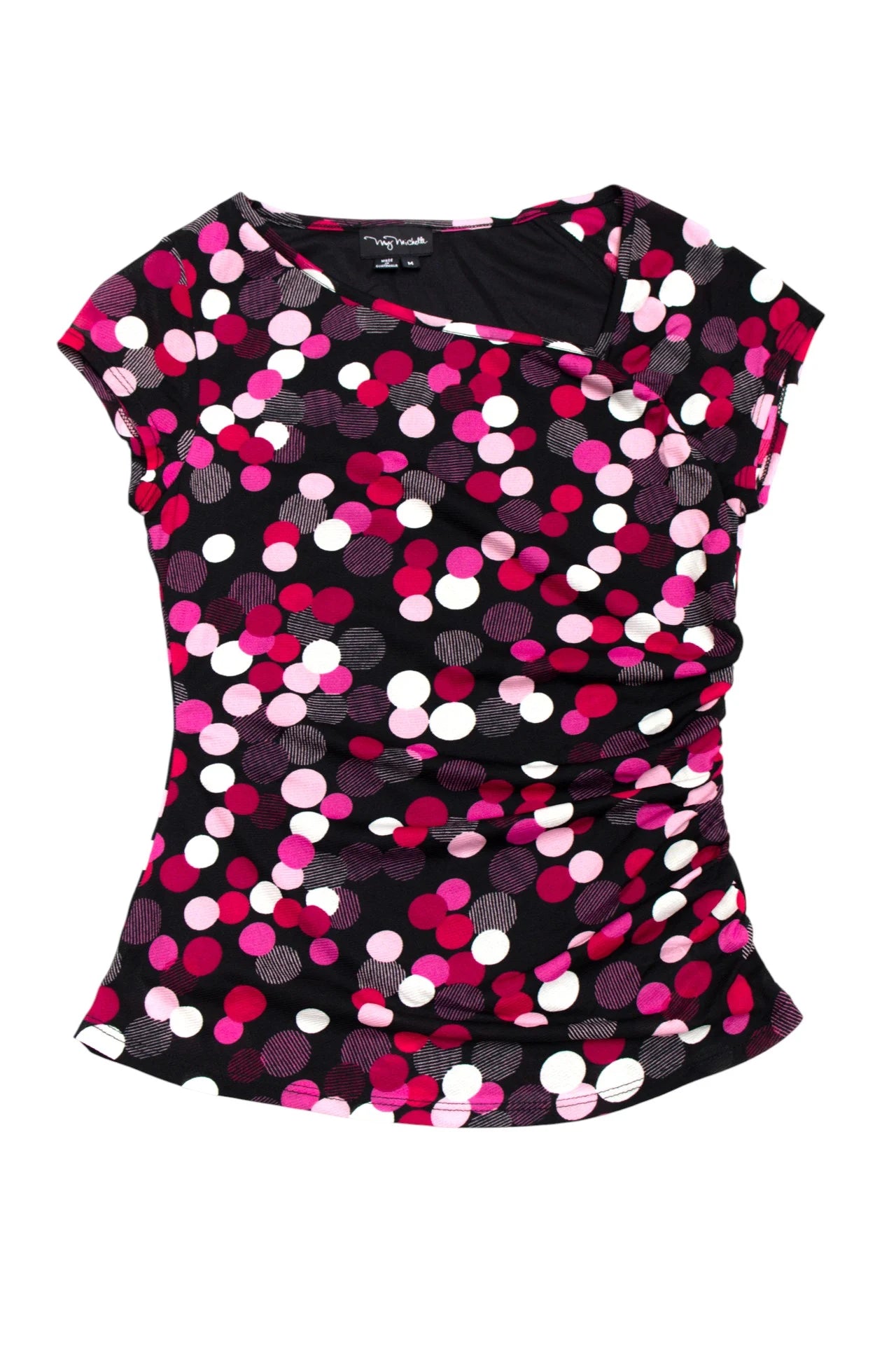 My Michelle Cap Sleeve Printed Top Black | c. 166 | Size 10