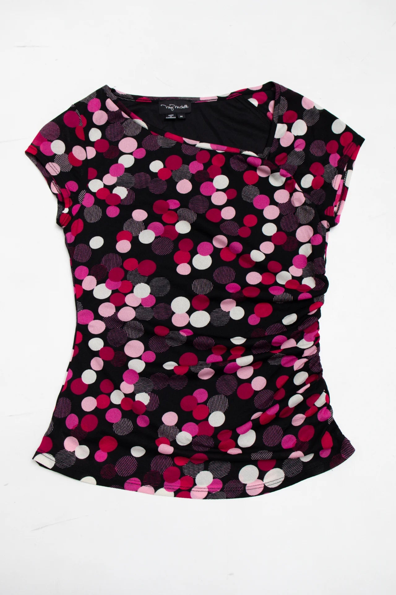 My Michelle Cap Sleeve Printed Top Black | c. 166 | Size 10