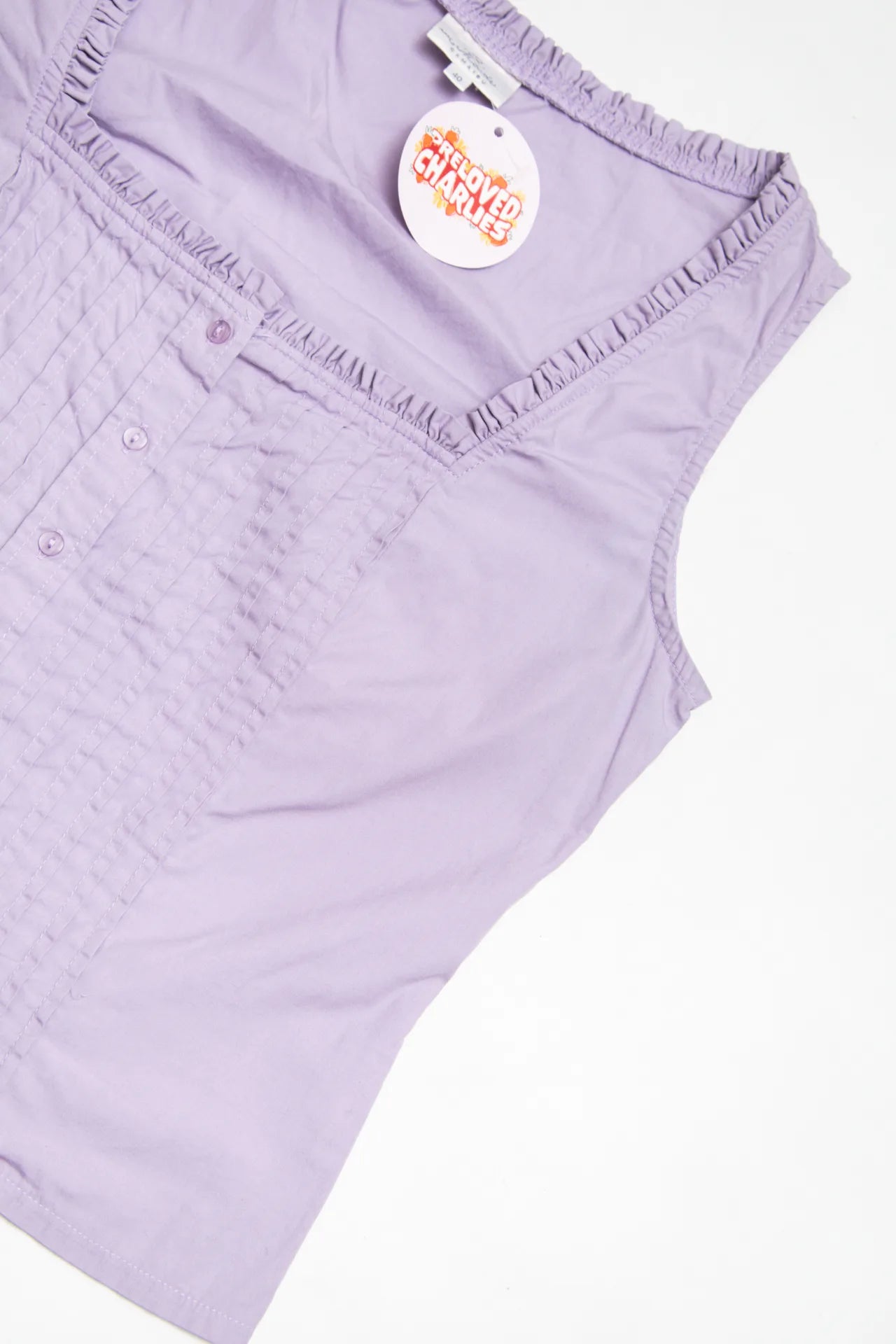 Camaïeu Sleeveless Button Blouse Purple | c. 166 | Size 3XS