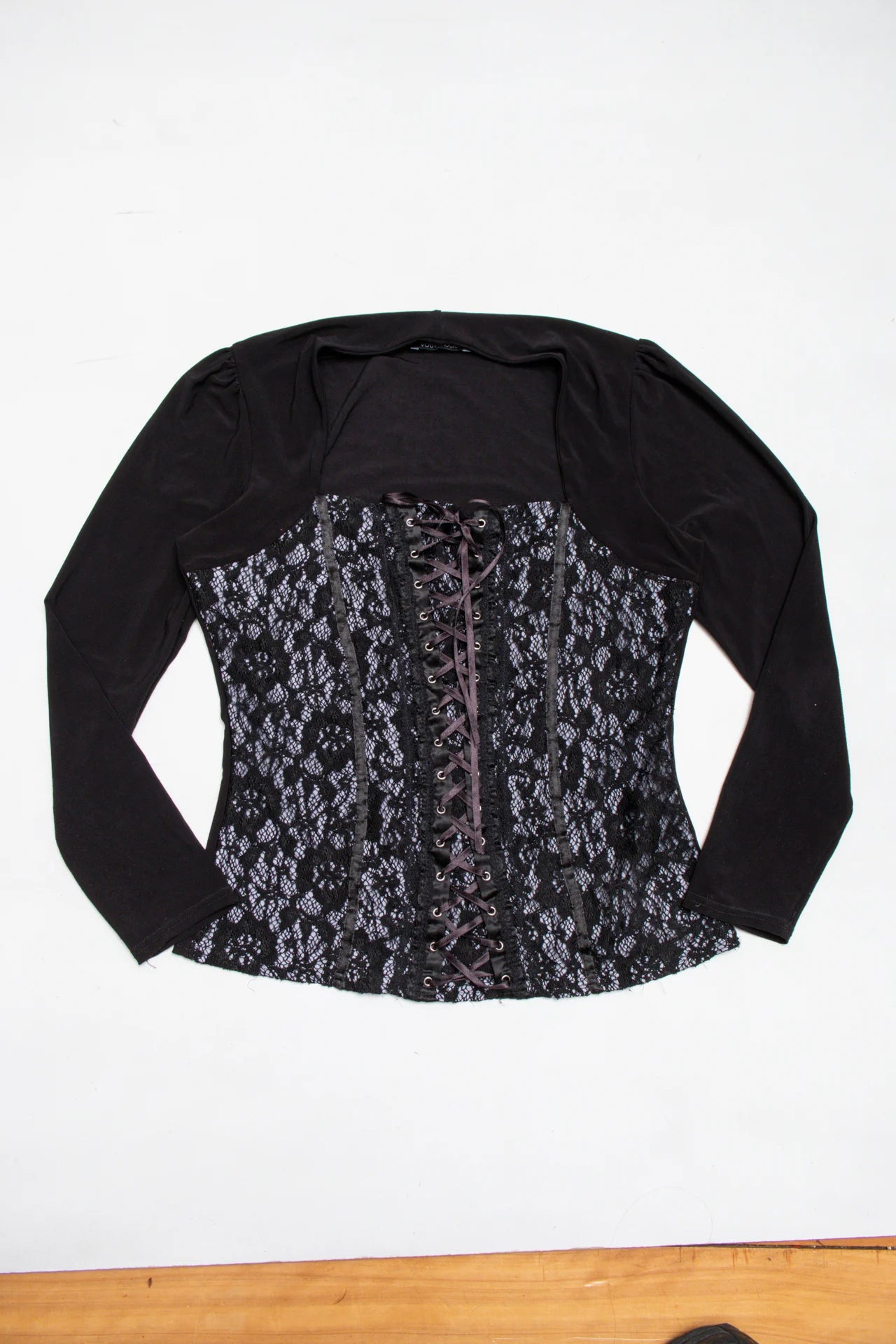 Votre Mode Long Sleeve Corset Top Black | c. 166 | Size 12