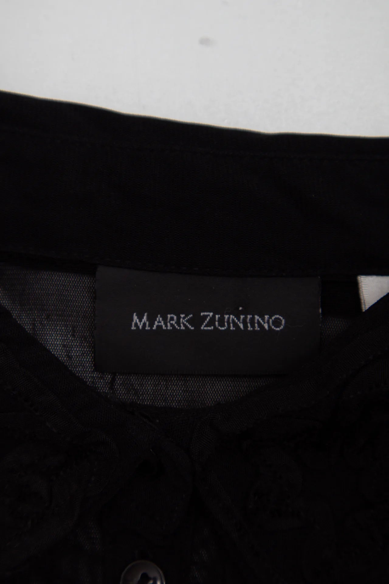 Mark Zunino Embroidered Mesh Button-up Shirt Black | c. 166 | Size 6/10