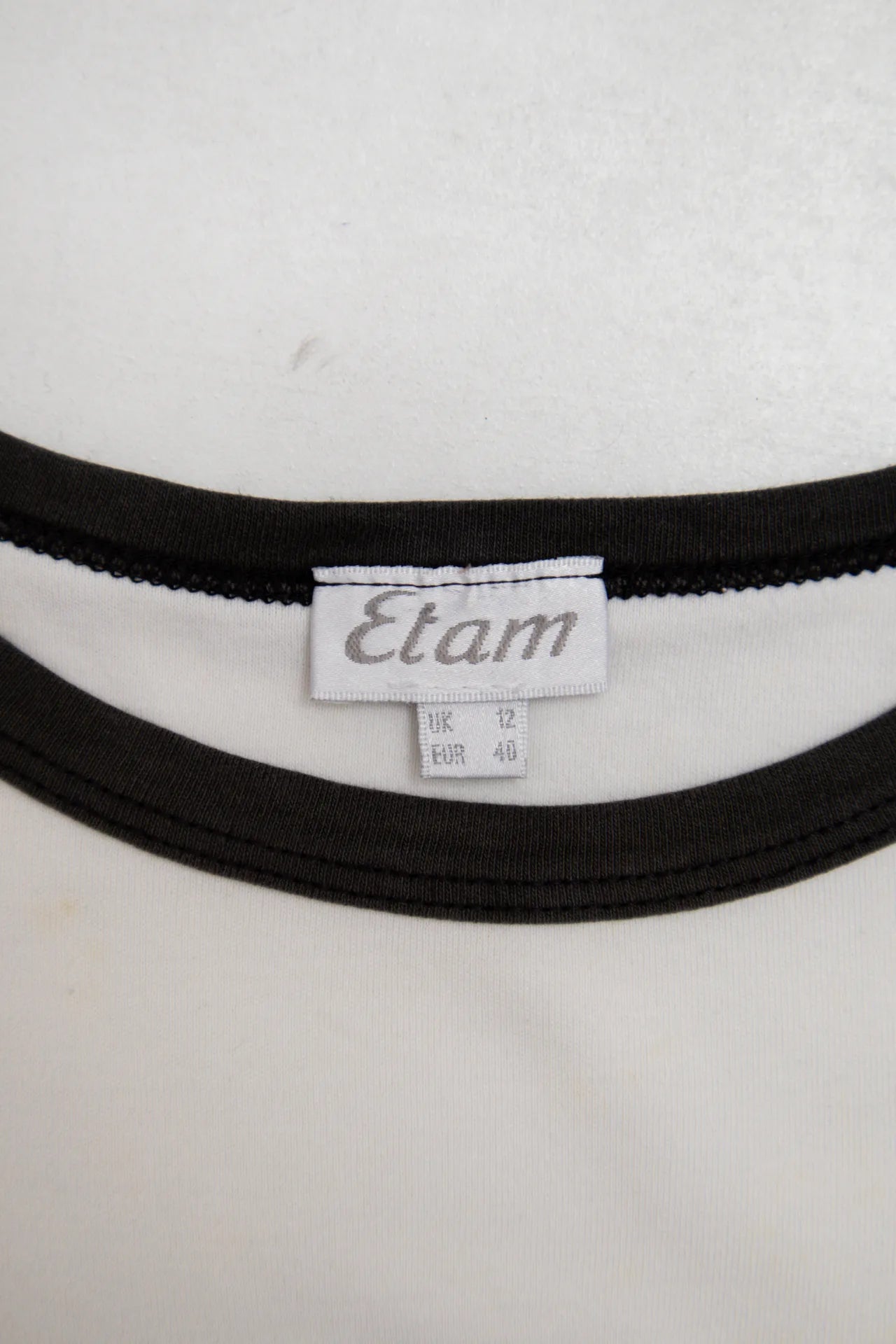 Etam Ringer T-shirt White | c. 166 | Size 10