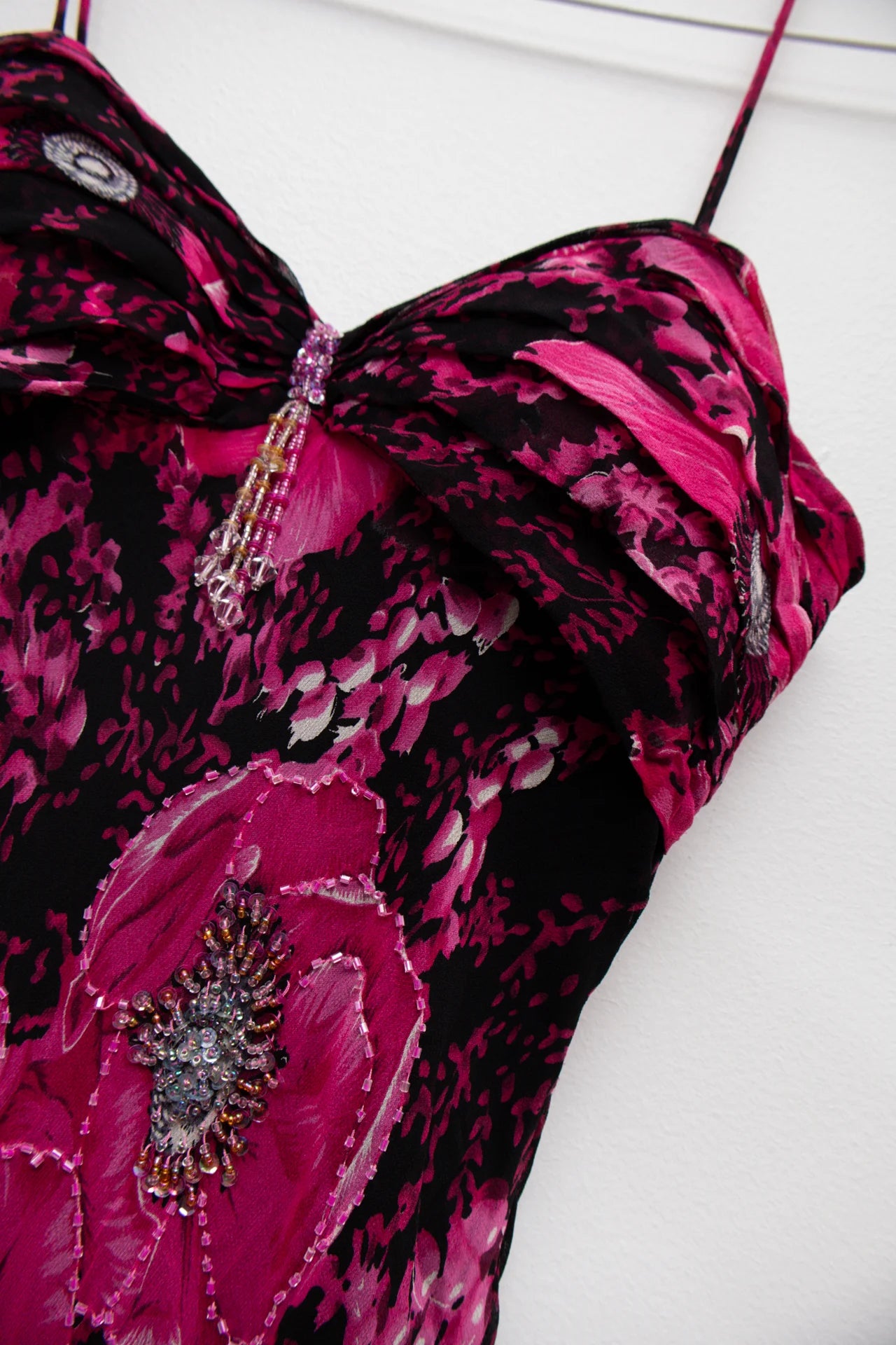 Beaded Floral Slip Dress Pink | c. 166 | Size 8