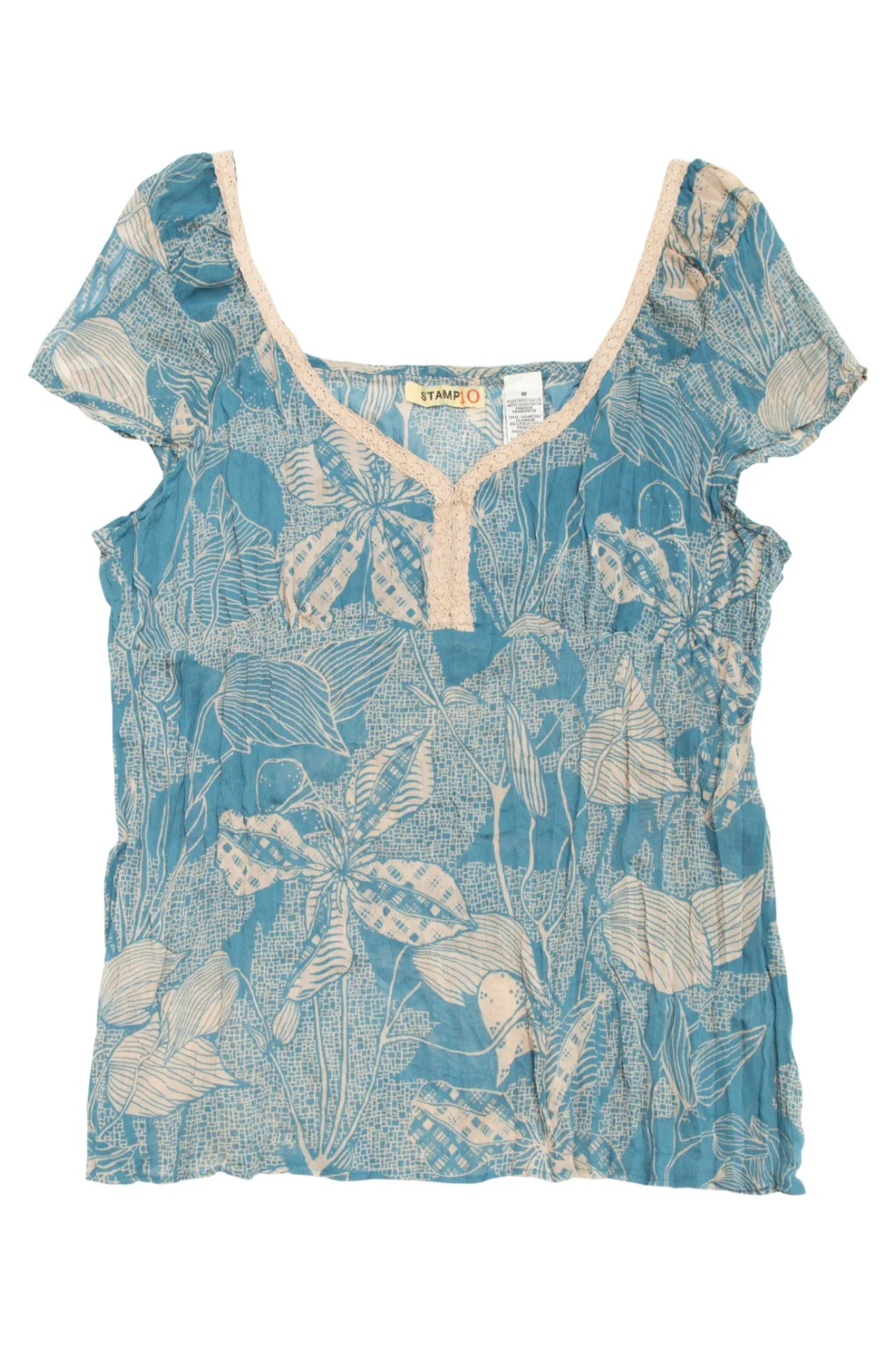 Stamp 10 Short Sleeve Blouse Blue | c. 167 | Size 12