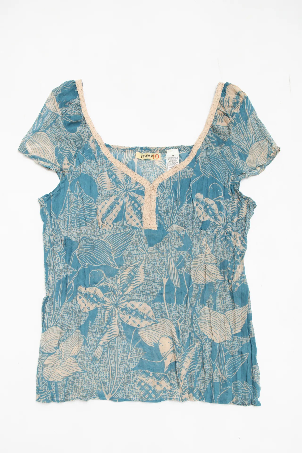Stamp 10 Short Sleeve Blouse Blue | c. 167 | Size 12
