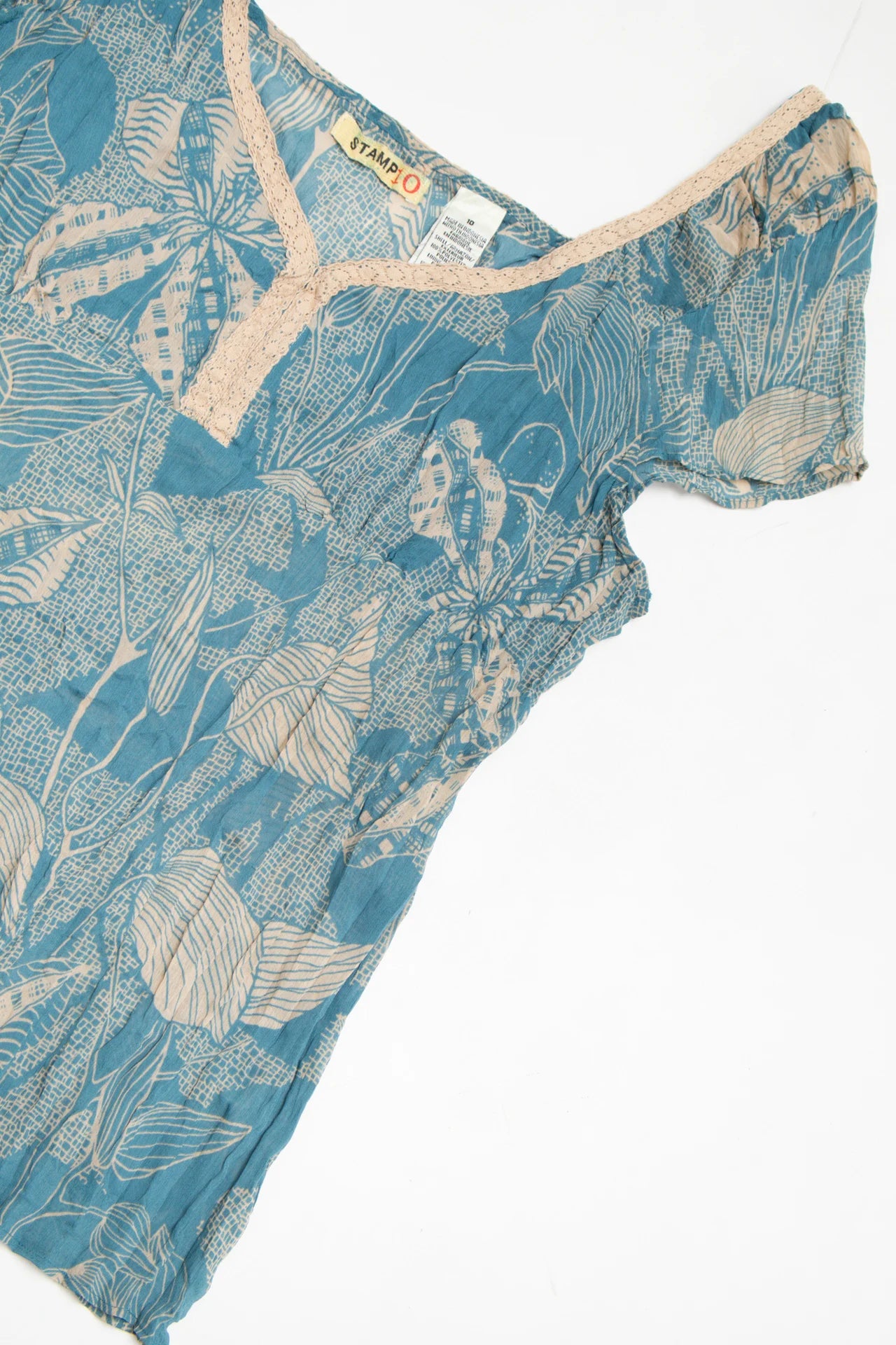 Stamp 10 Short Sleeve Blouse Blue | c. 167 | Size 12