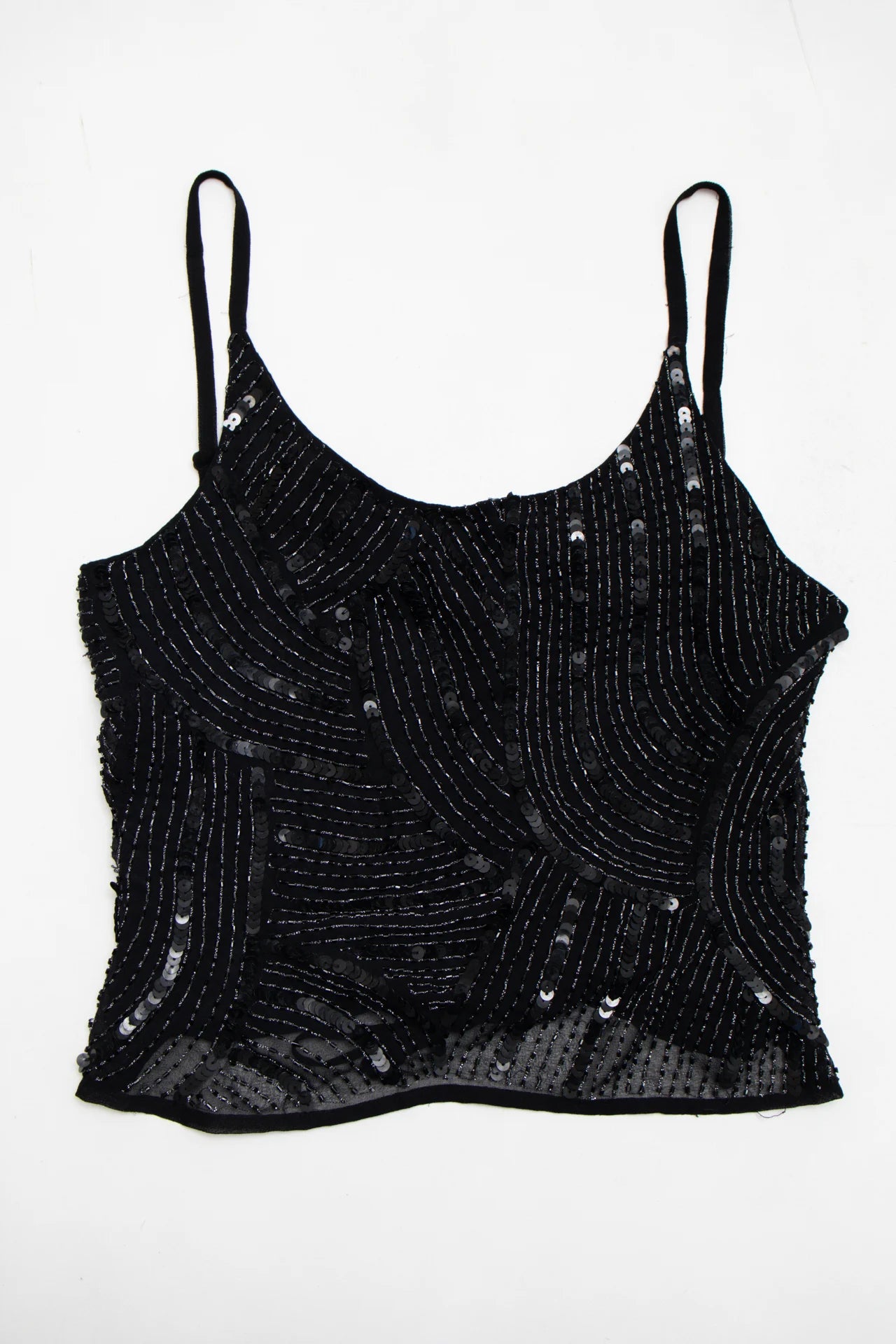 Motivi Sequin-embellished Strappy Top Black | c. 167 | Size 8