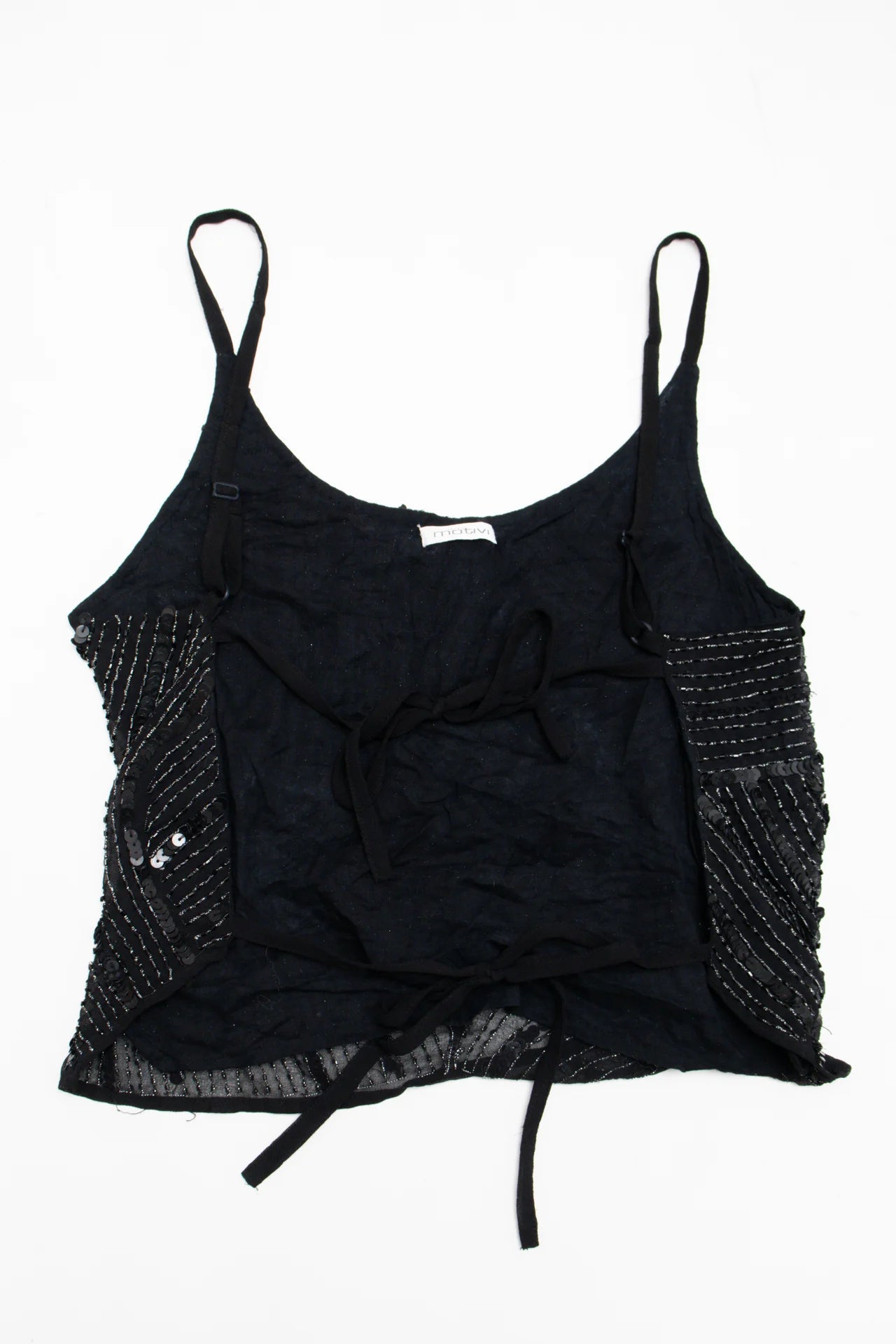 Motivi Sequin-embellished Strappy Top Black | c. 167 | Size 8