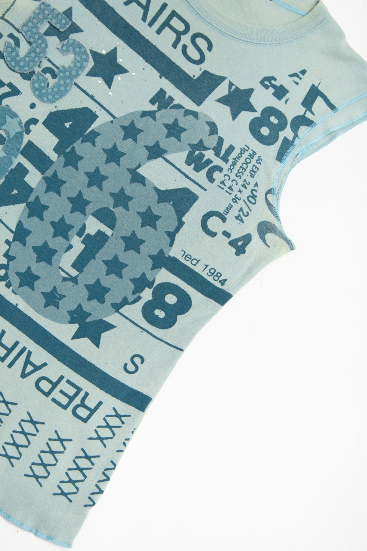 Sisley Graphic Sleeveless Tee Blue | c. 167 | Size 8