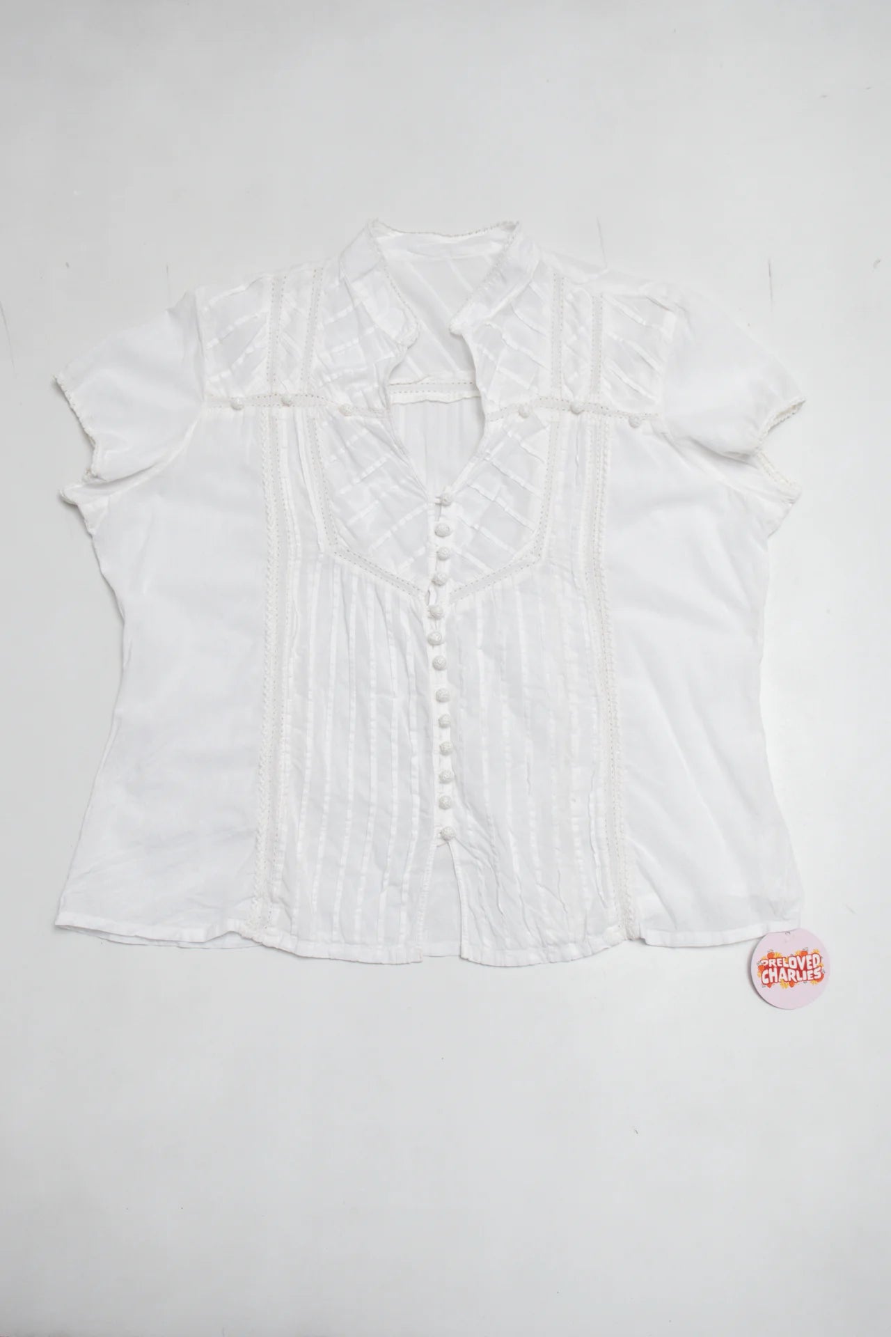 Short Sleeve Blouse White | c. 167 | Size 14