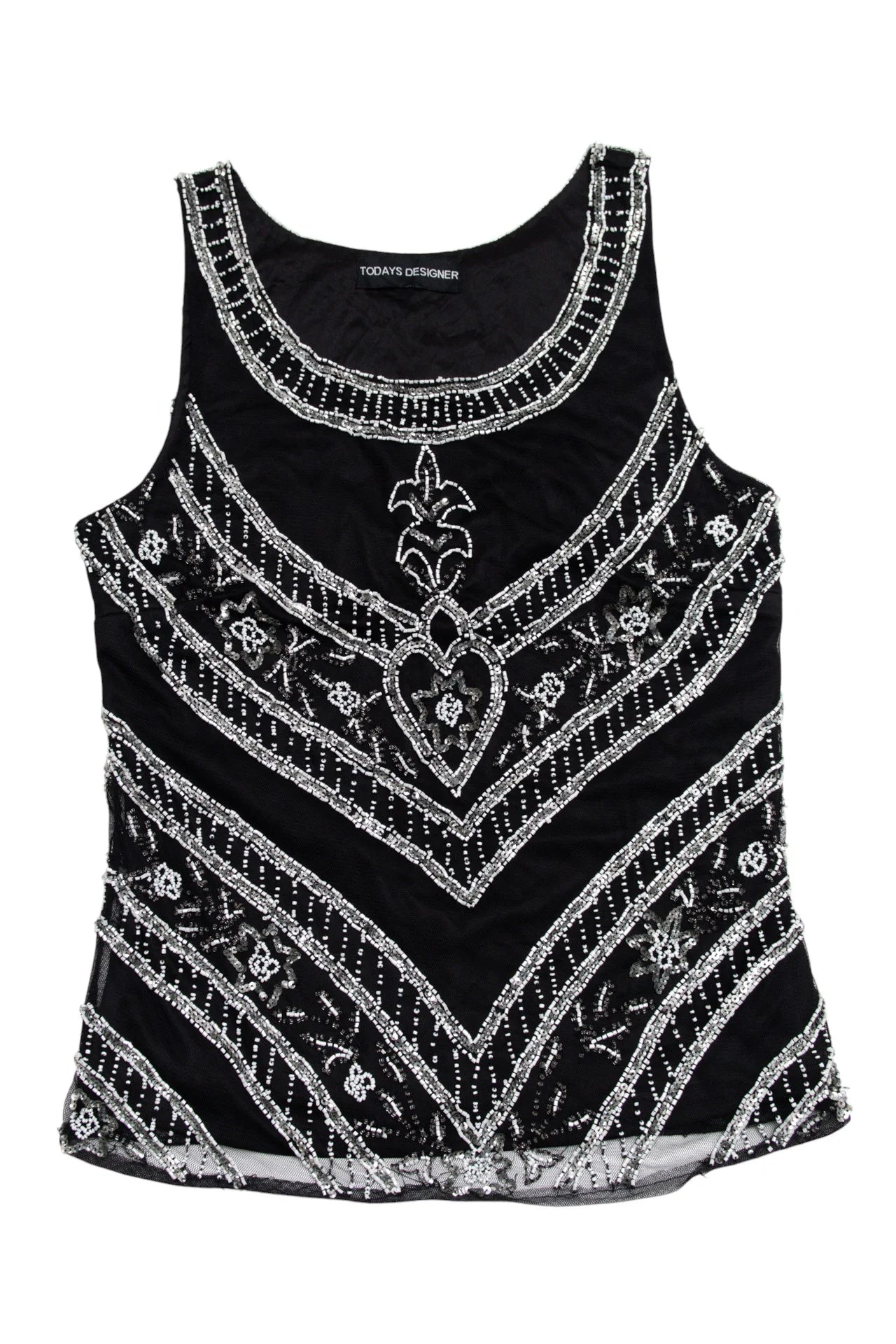 Todays Designer Beaded Tank Top Black | c. 167 | Size 8