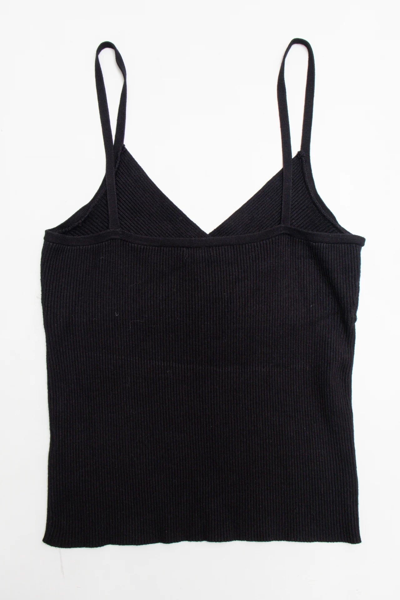 Etam Spaghetti Strap Ribbed Knit Camisole Black | c. 167 | Size 10