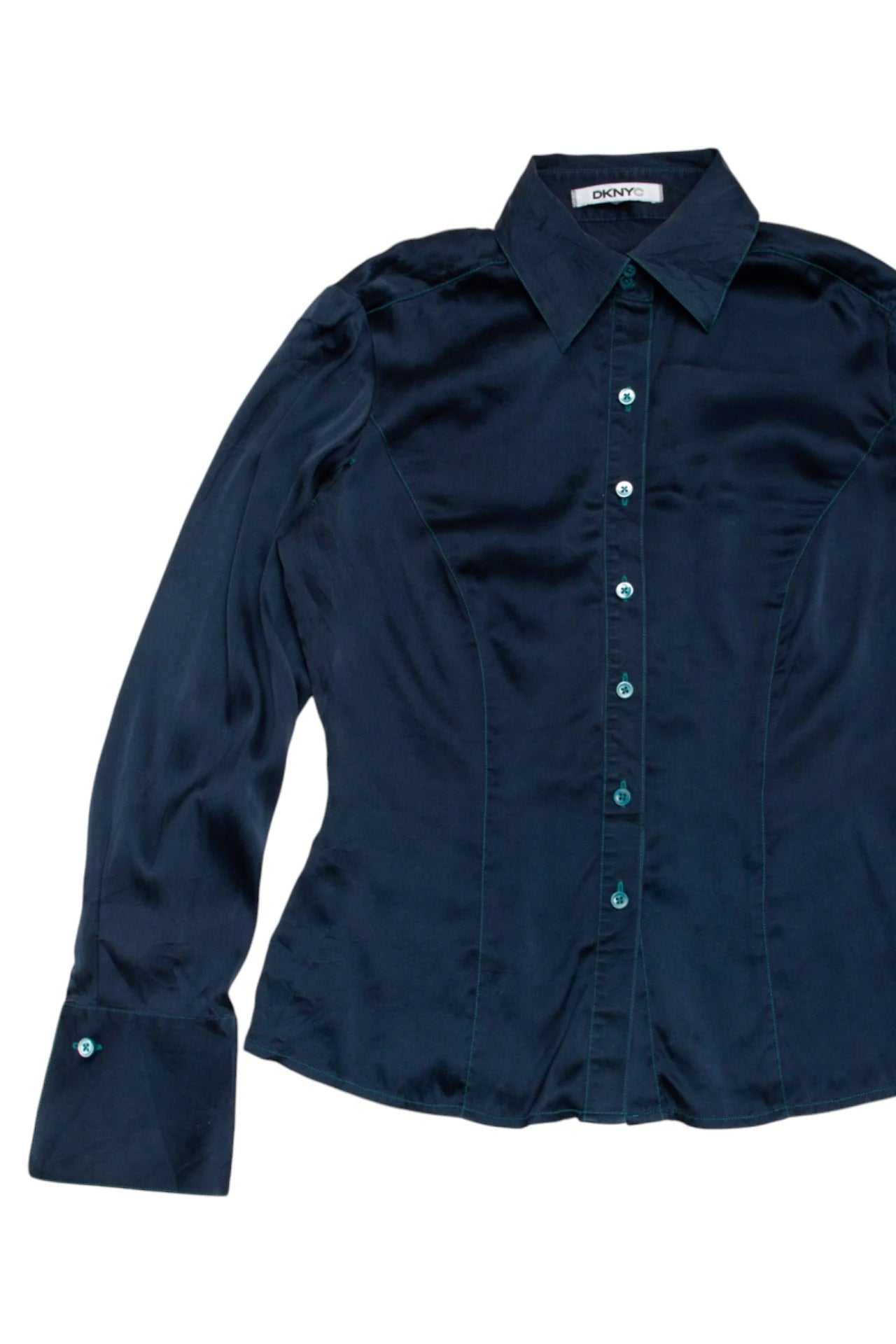 Dknyc Long Sleeve Silk Blouse Navy | c. 167 | Size 8