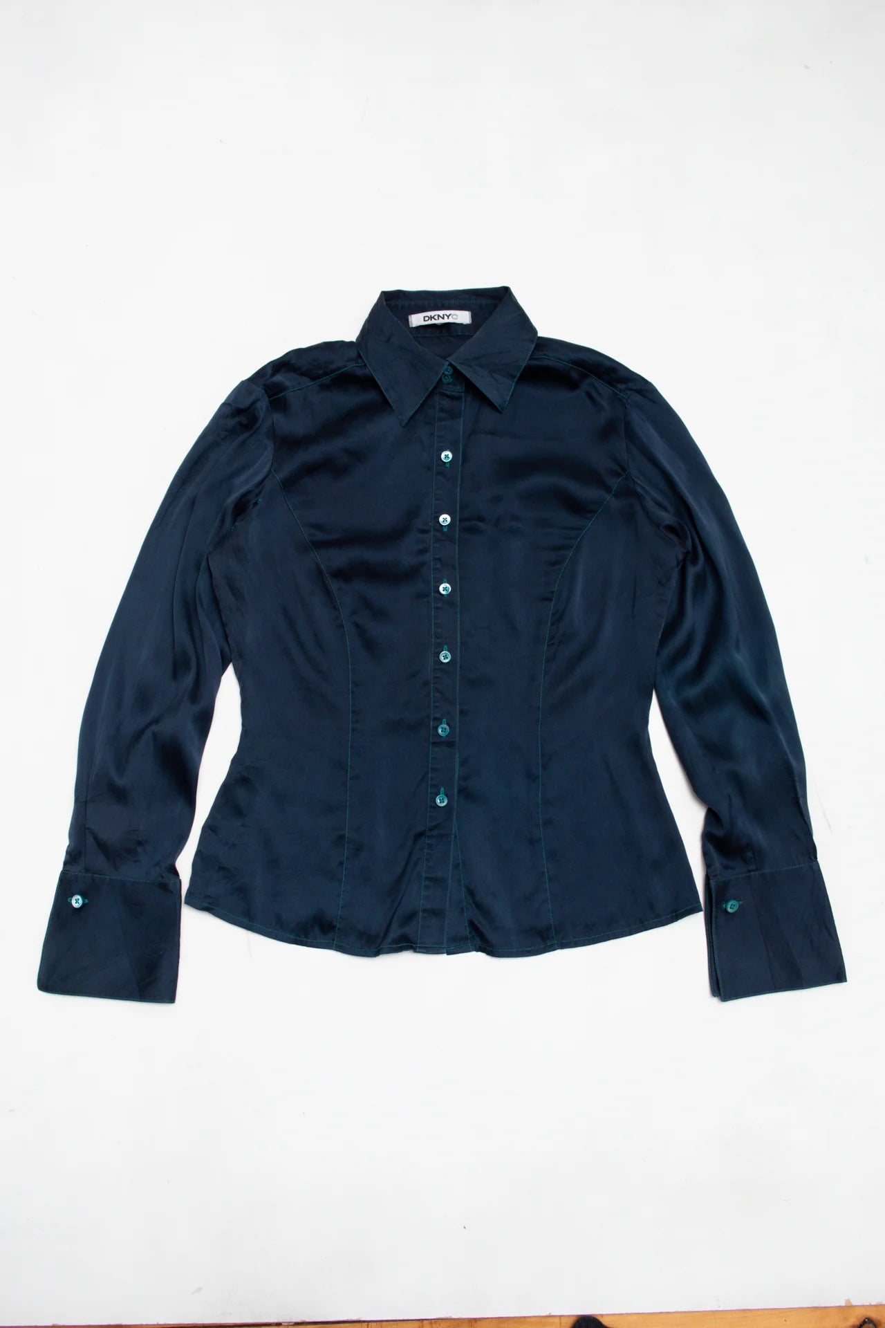 Dknyc Long Sleeve Silk Blouse Navy | c. 167 | Size 8