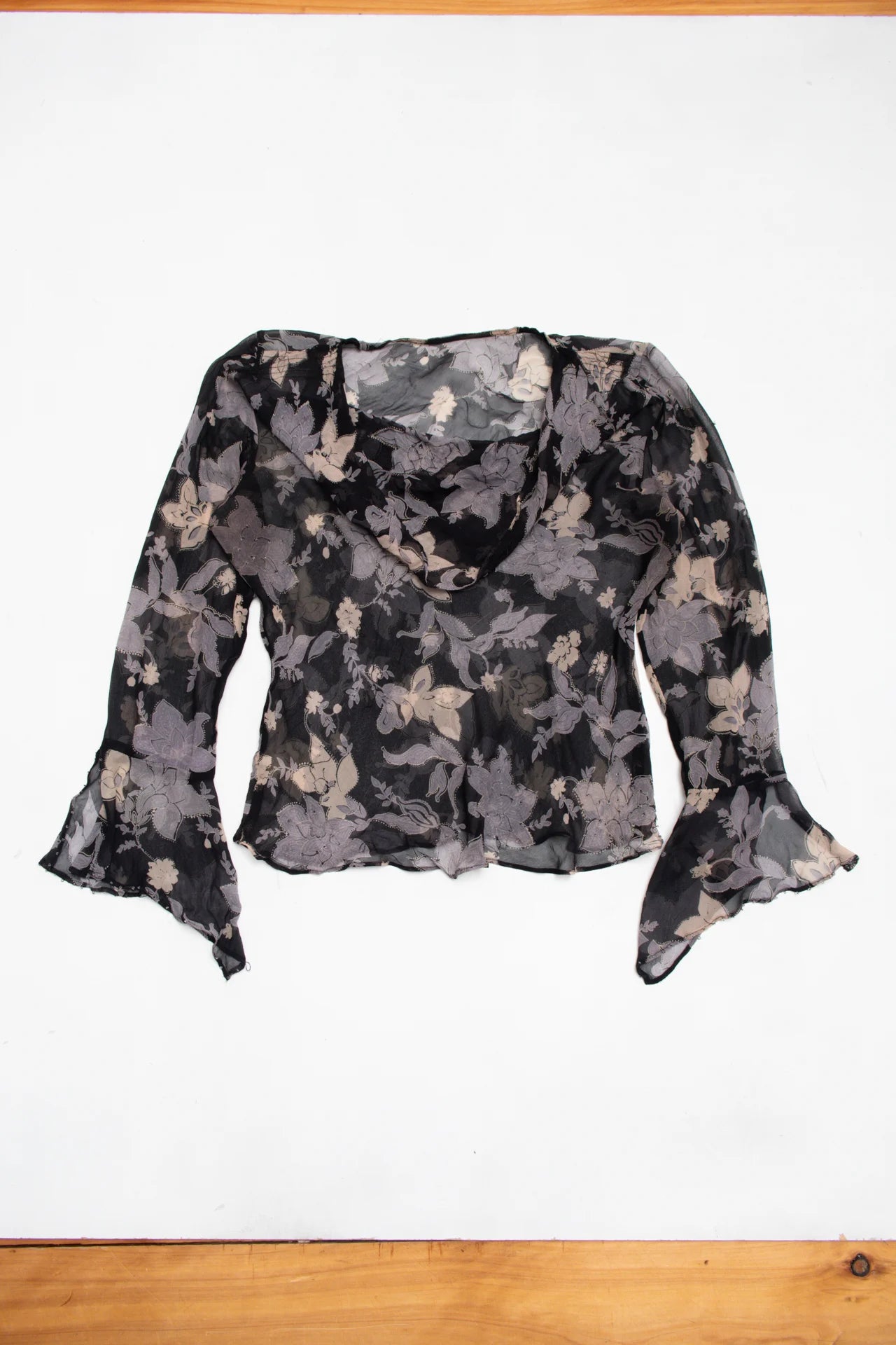 Sheer Floral Blouse Black | c. 167 | Size 12