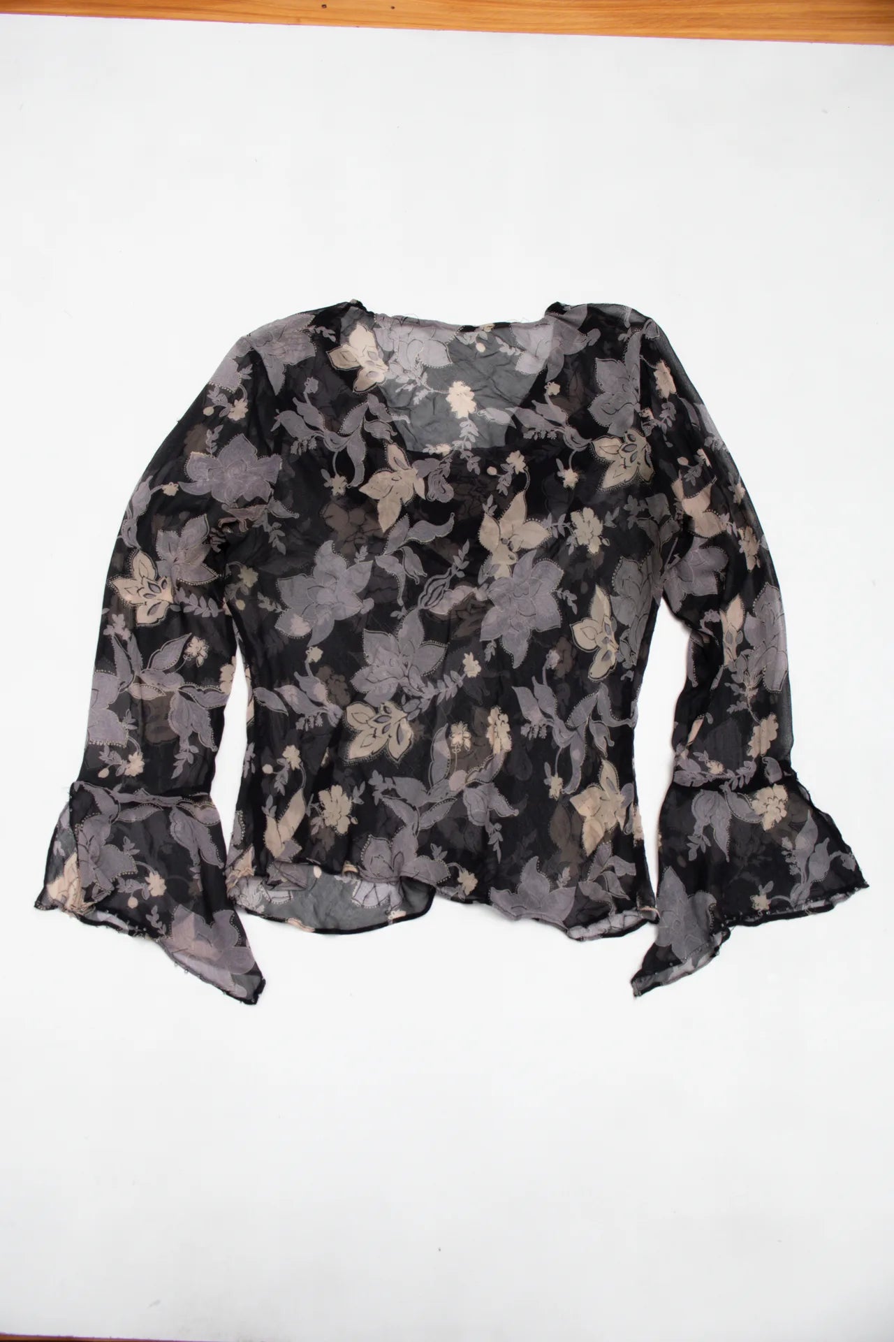 Sheer Floral Blouse Black | c. 167 | Size 12
