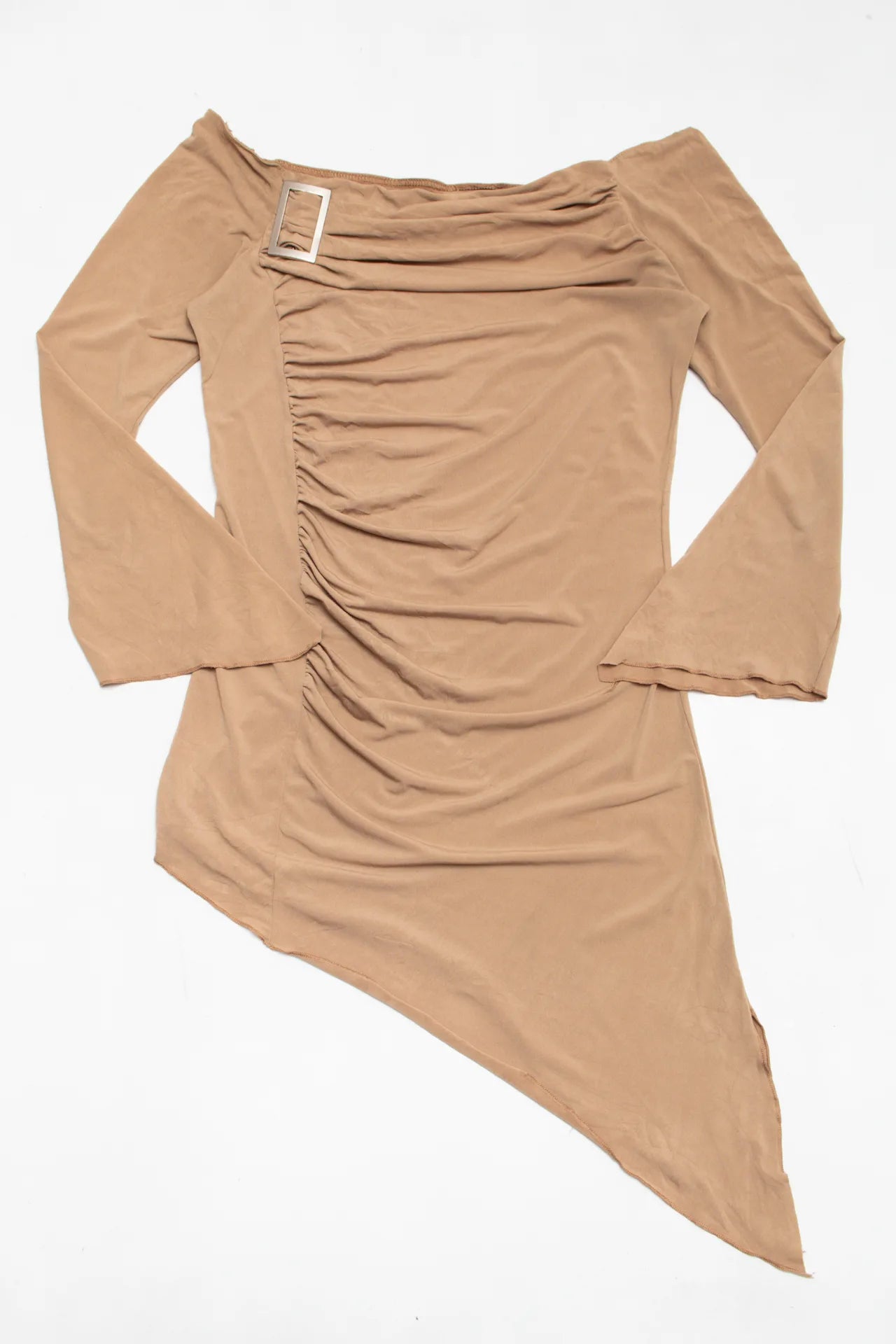 Asymmetrical Off-shoulder Top Beige | c. 167 | Size 10/12