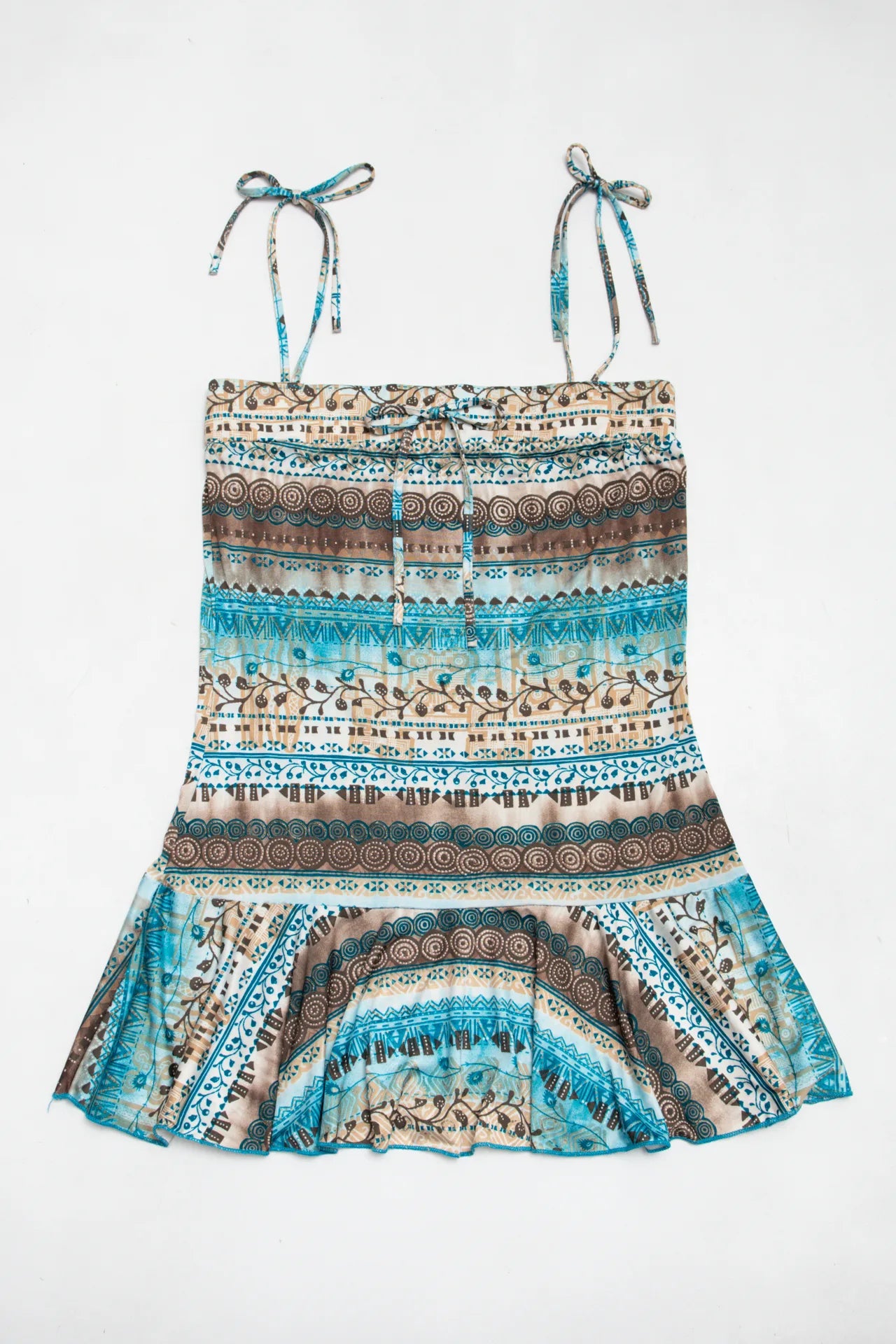 I.d.f.y Printed Cami Top With Tie Straps Blue | c. 167 | Size 6/8