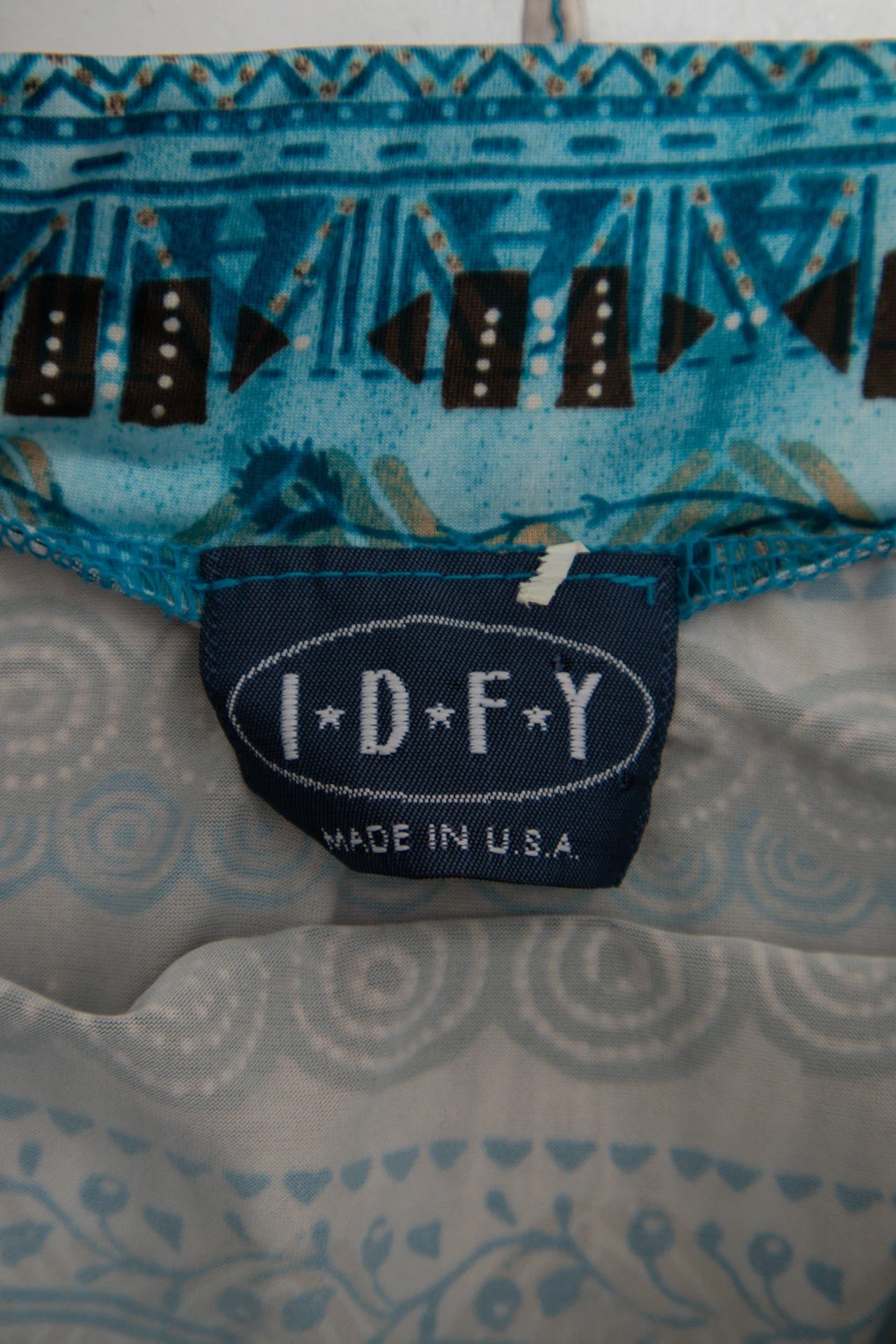 I.d.f.y Printed Cami Top With Tie Straps Blue | c. 167 | Size 6/8