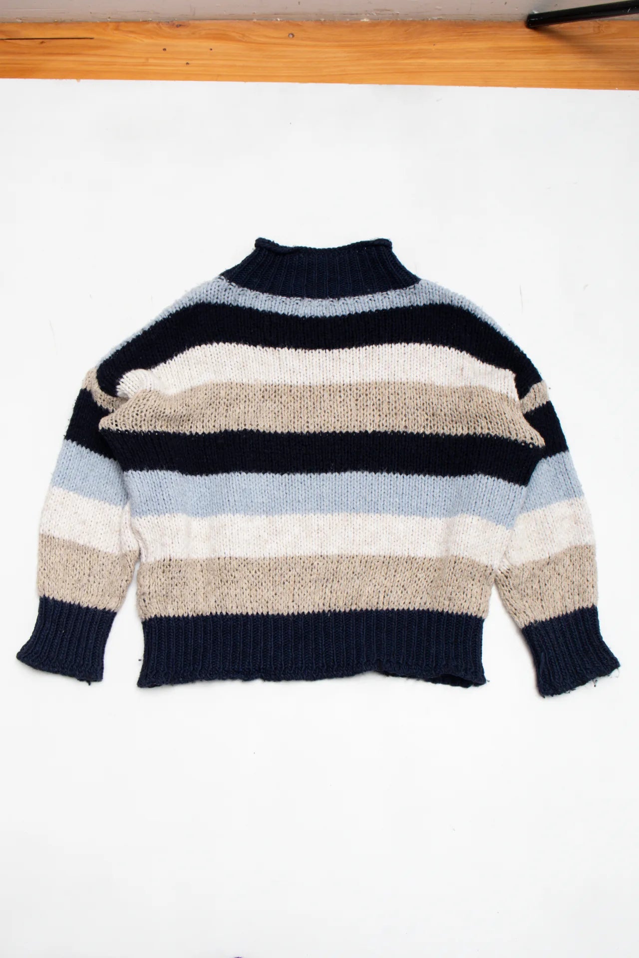 Striped Mock Neck Sweater Navy | c. 168 | Size 8
