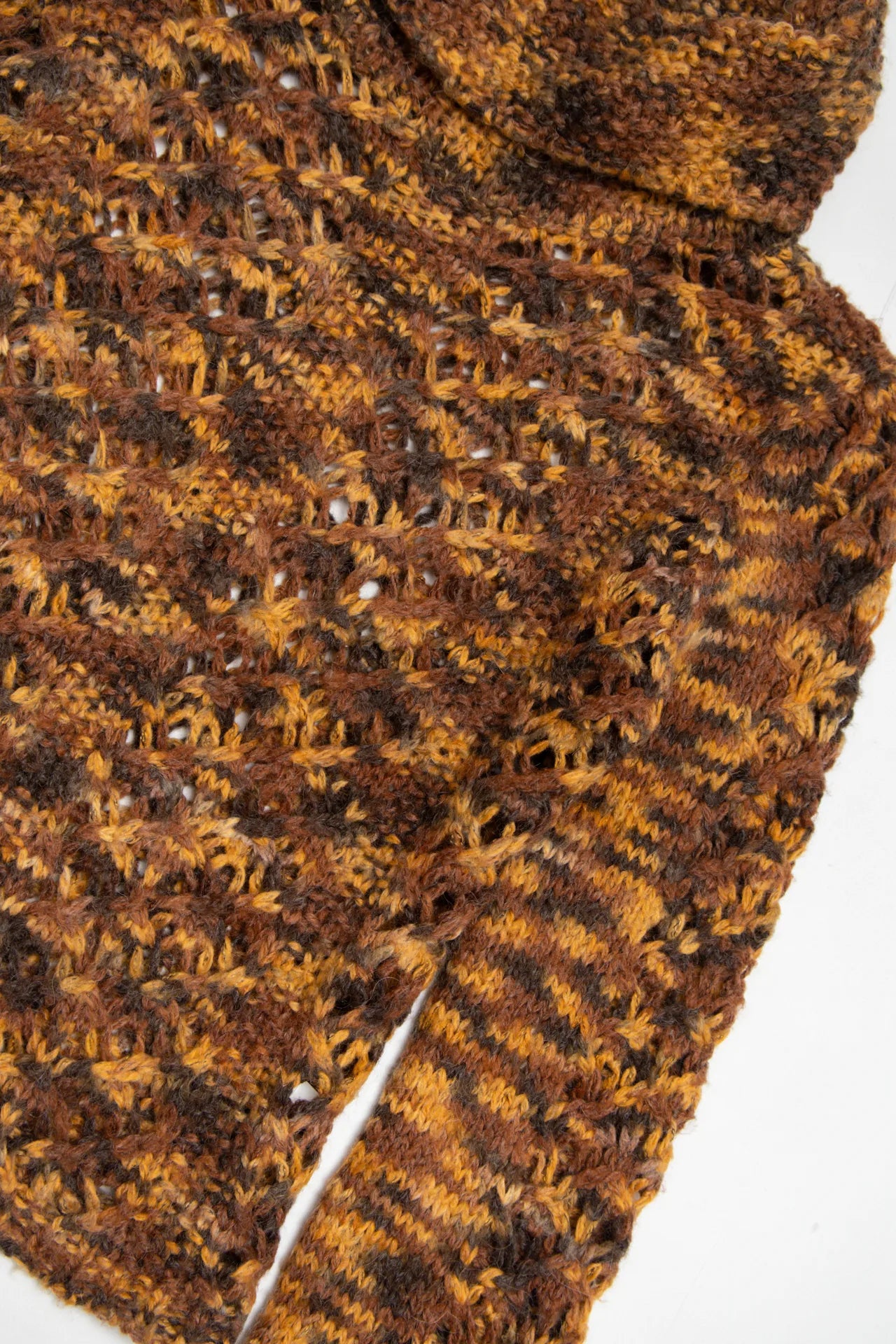 Alpaca S Pul Openwork Turtleneck Sweater Brown | c. 168 | Size 6