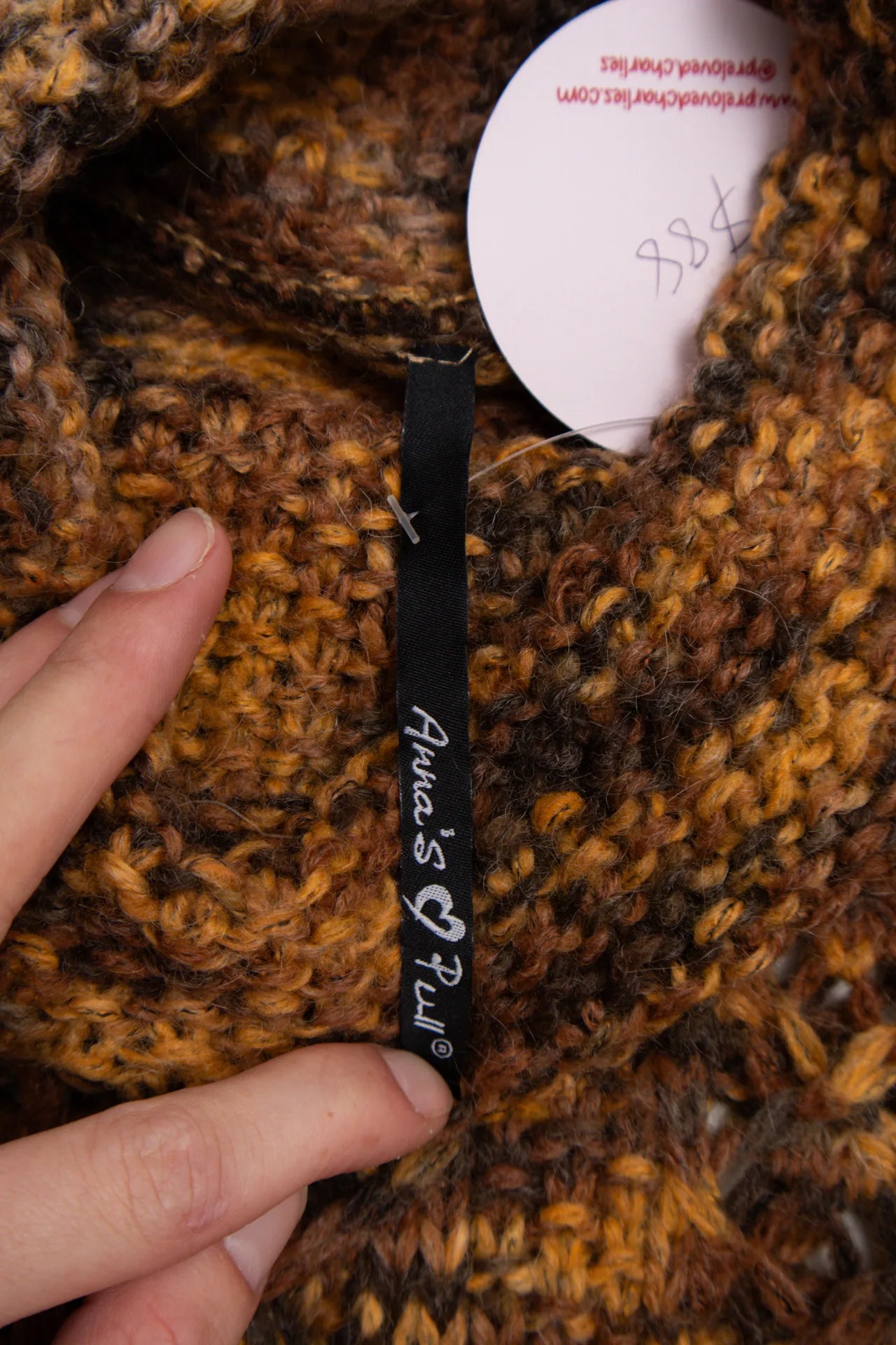 Alpaca S Pul Openwork Turtleneck Sweater Brown | c. 168 | Size 6