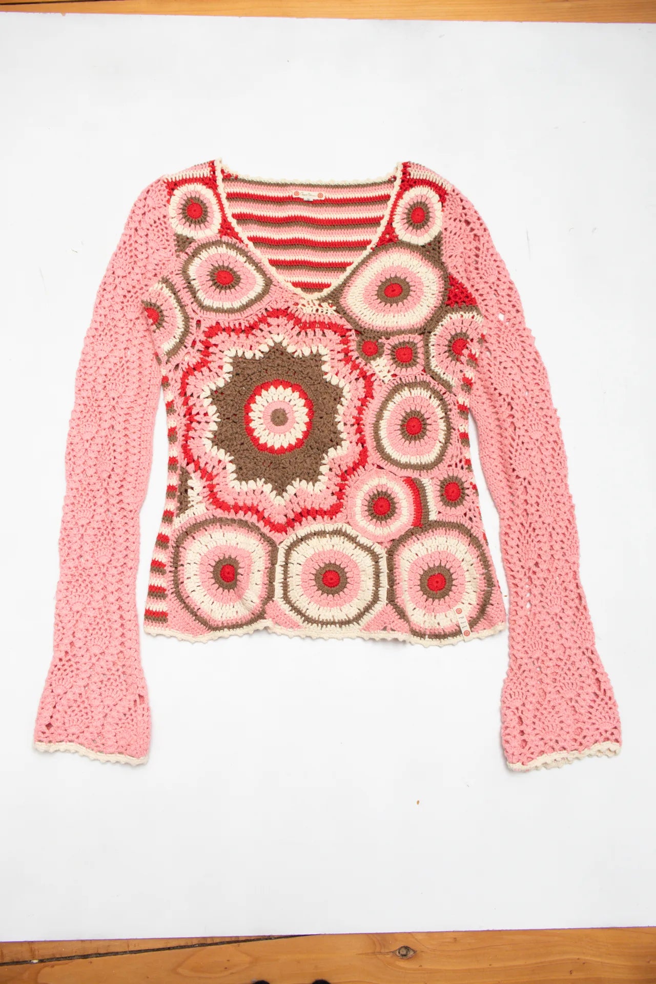 Pepe Jeans Crochet Knit Top Pink | c. 168 | Size 10