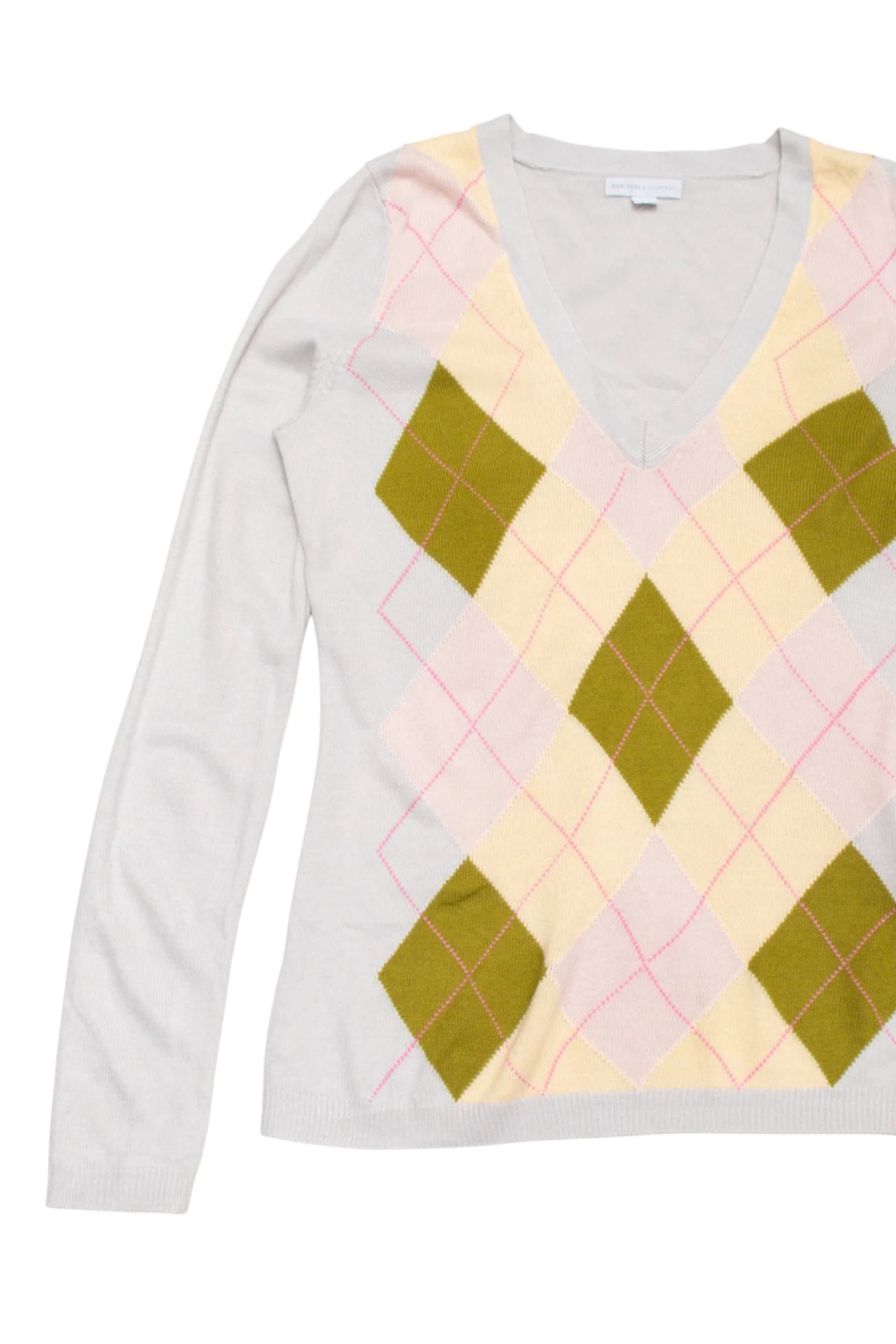 New York & Company Argyle Sweater Beige | c. 168 | Size 8