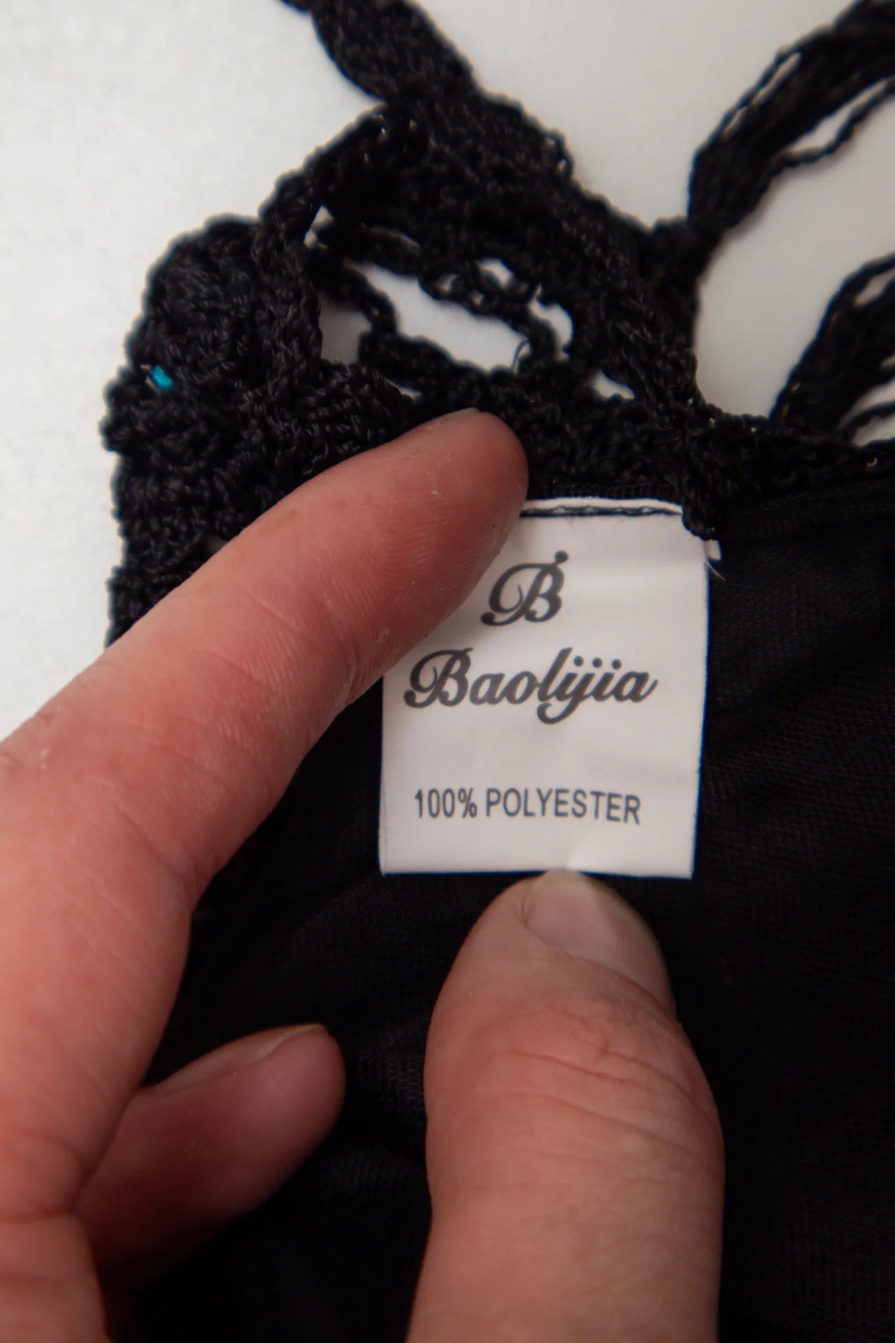 #01 Baolijia Crochet Halter Crop Top Black