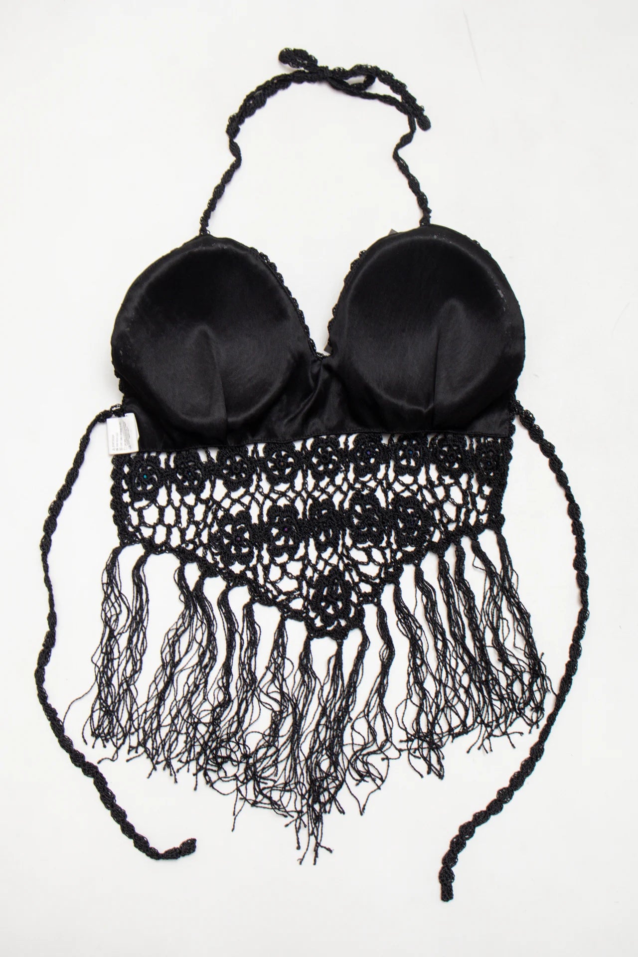 #01 Baolijia Crochet Halter Crop Top Black