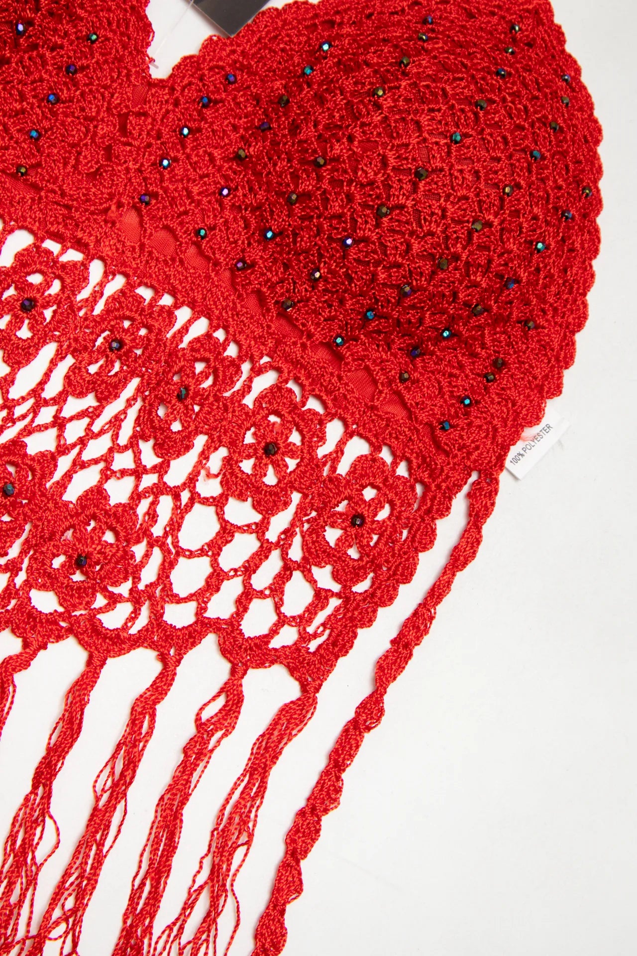 #02 Baolijia Crochet Halter Crop Top Red