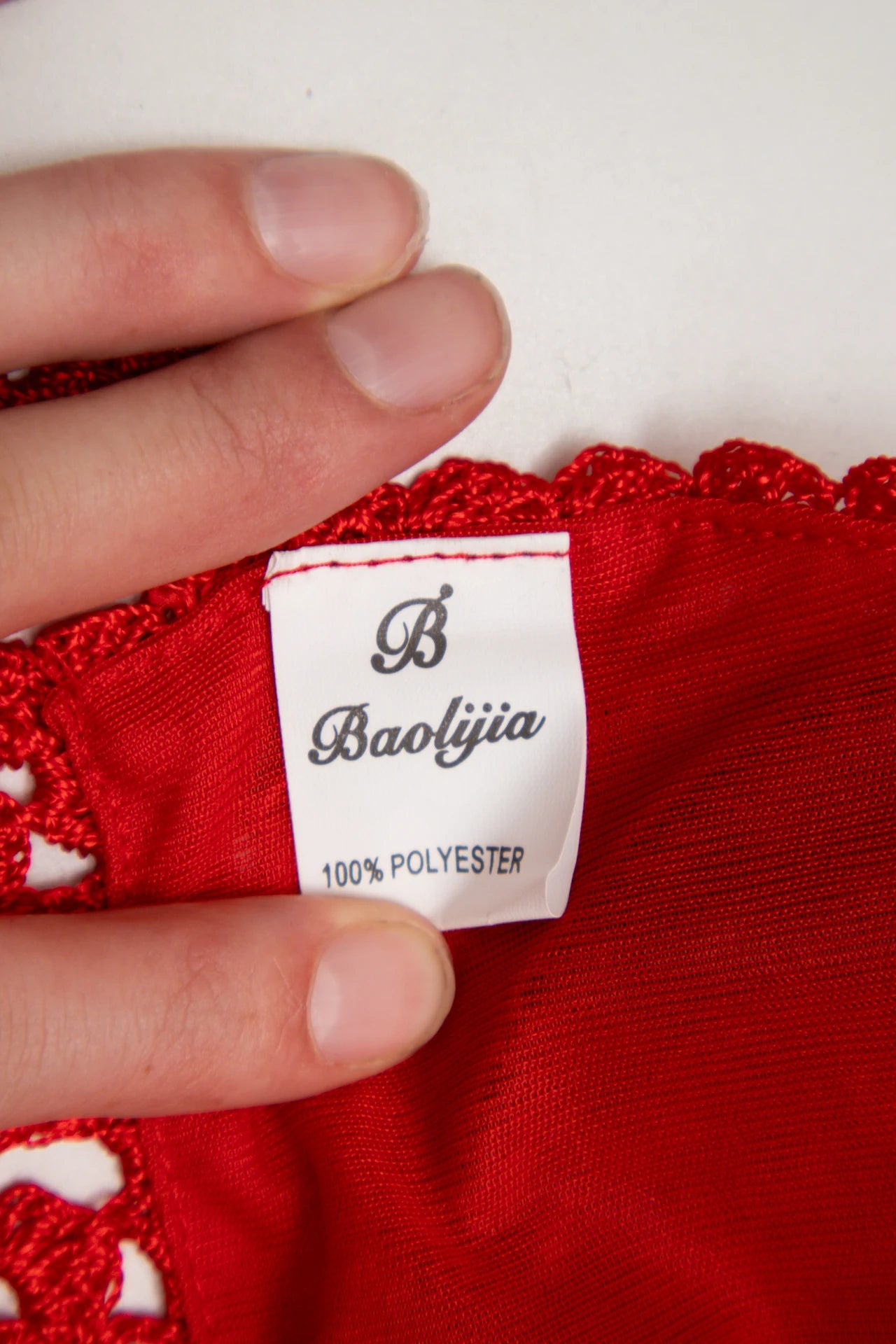 #02 Baolijia Crochet Halter Crop Top Red