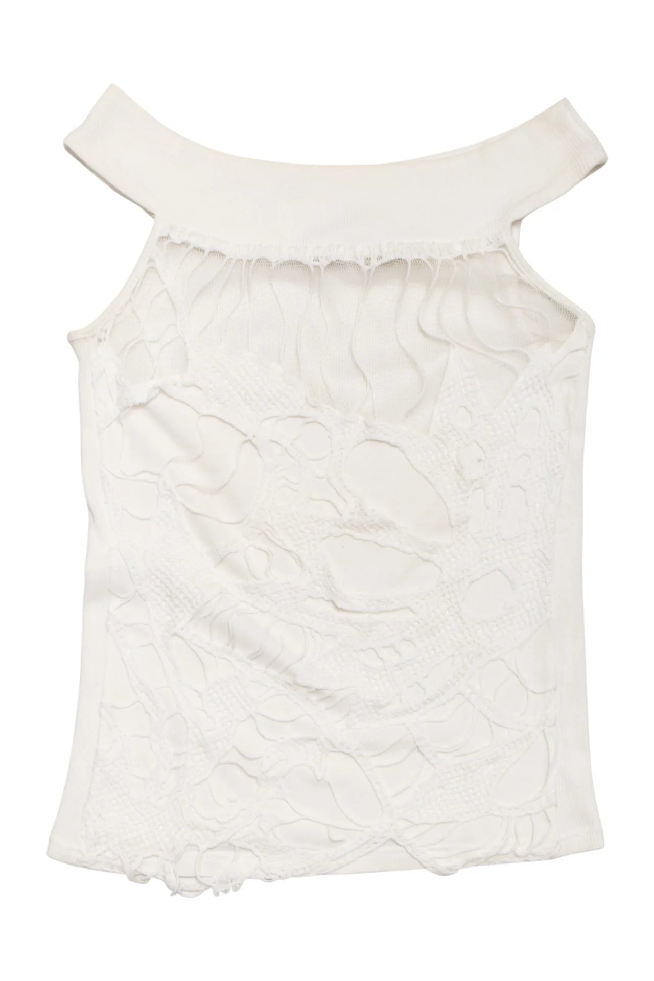 #32 Didier Parakian Off-shoulder Knit Top White | c. | Size 8