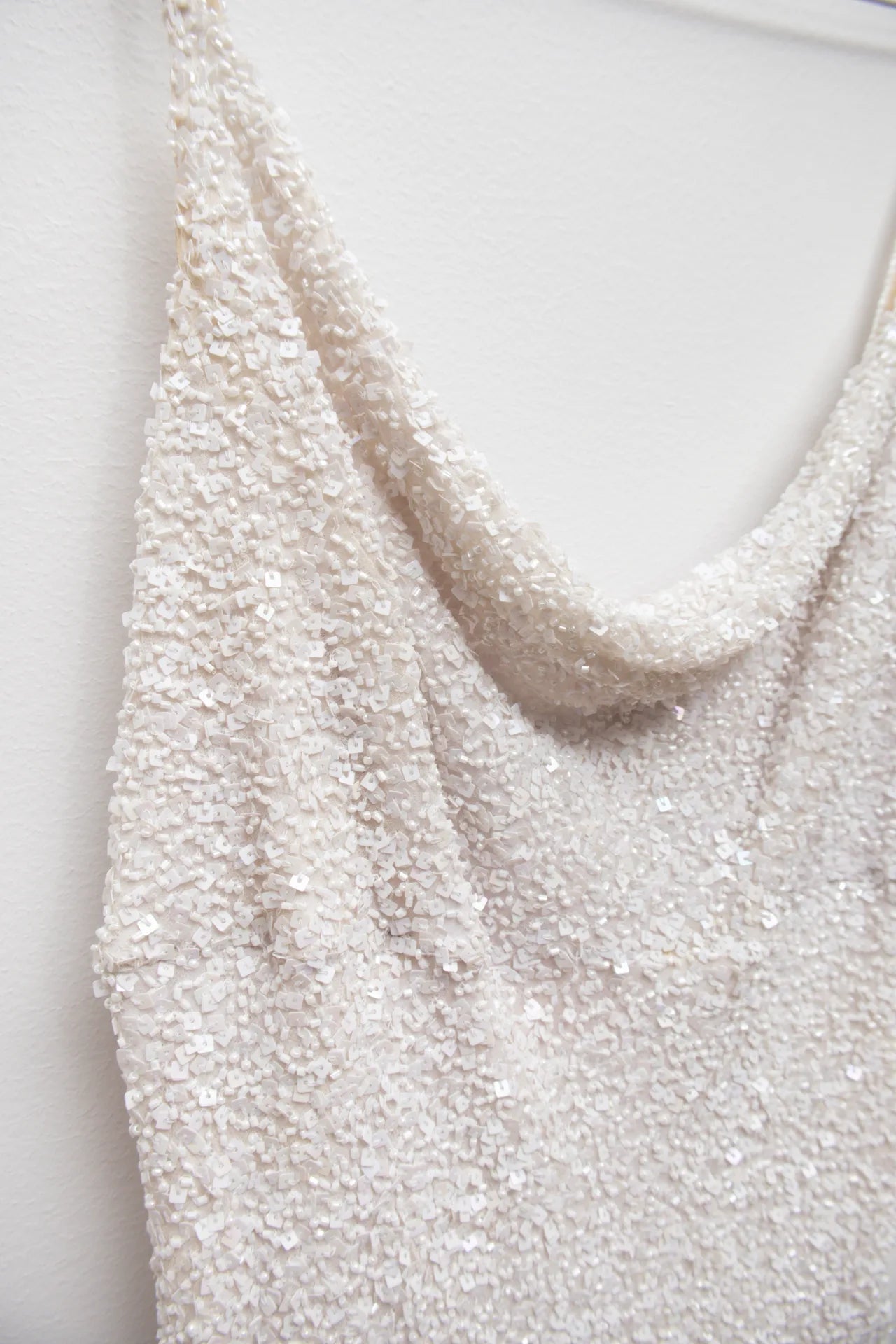 #158 Scala Beaded Mini Slip Dress Beige | c. 169 | Size 8