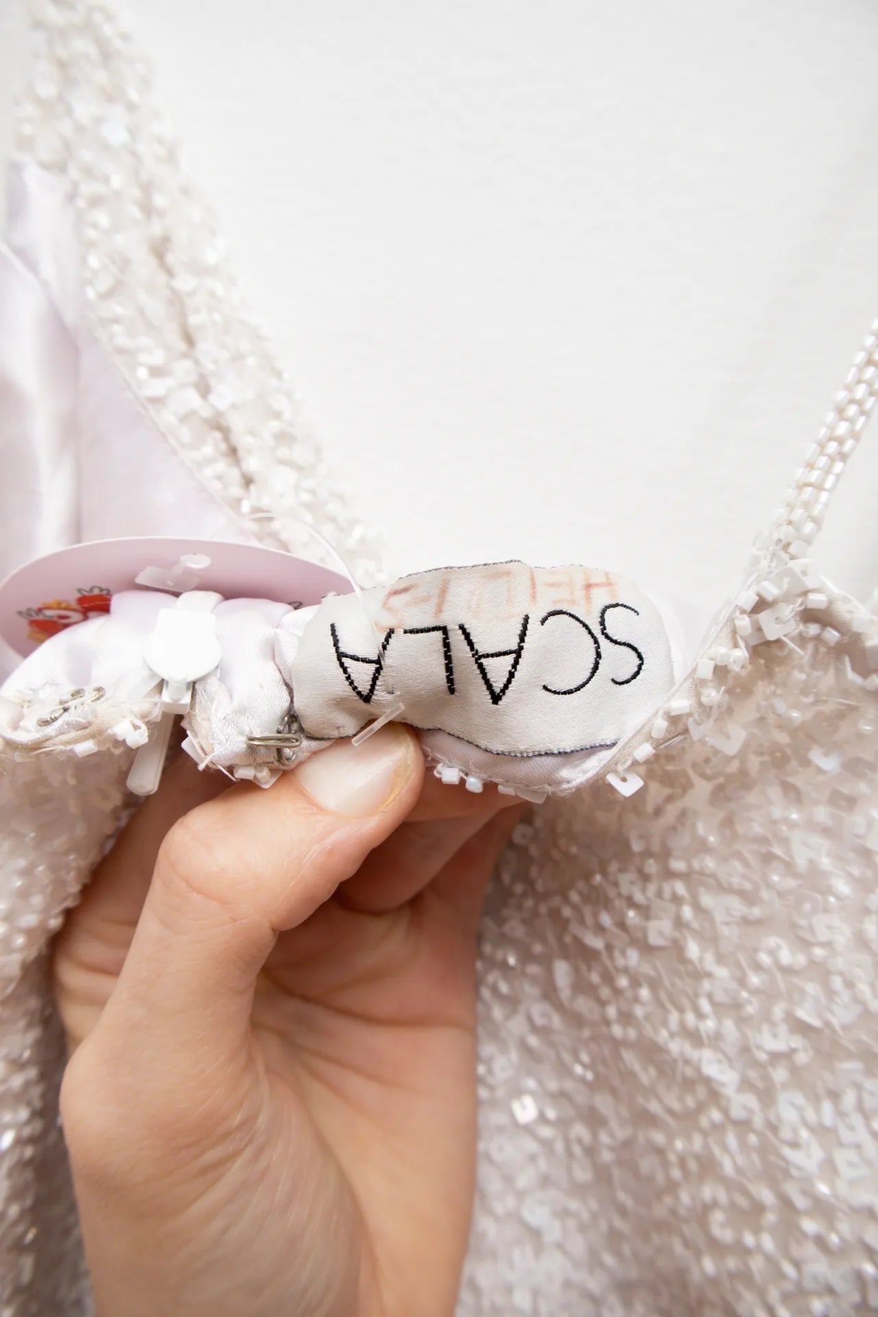 #158 Scala Beaded Mini Slip Dress Beige | c. 169 | Size 8