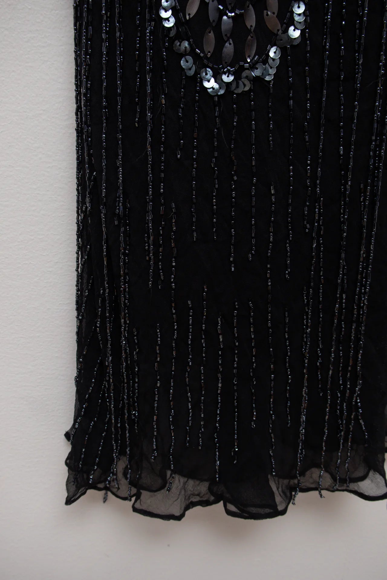 #160 Camaïeu Couture Beaded Sequin Evening Slip Dress Black | c. 169 | Size