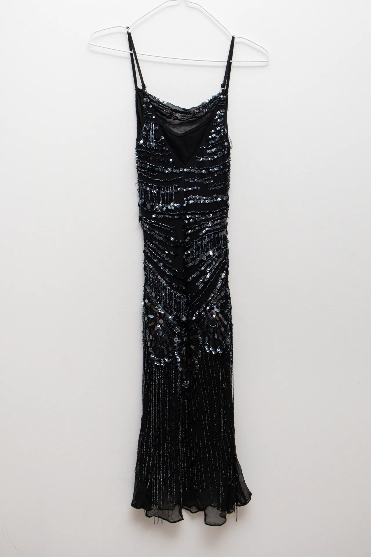 #160 Camaïeu Couture Beaded Sequin Evening Slip Dress Black | c. 169 | Size