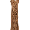 #168 Afra Collection Ruched Front Maxi Dress Beige | c. 169 | Size 8