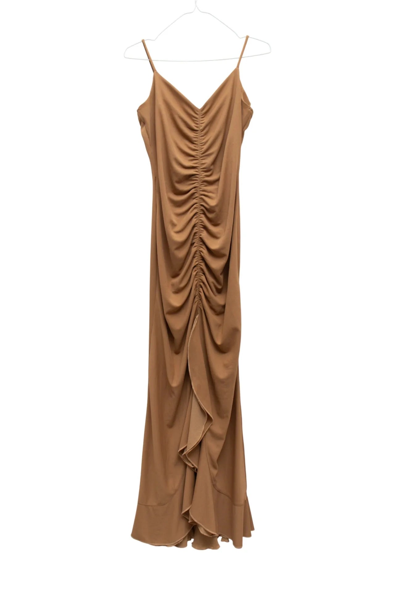 #168 Afra Collection Ruched Front Maxi Dress Beige | c. 169 | Size 8