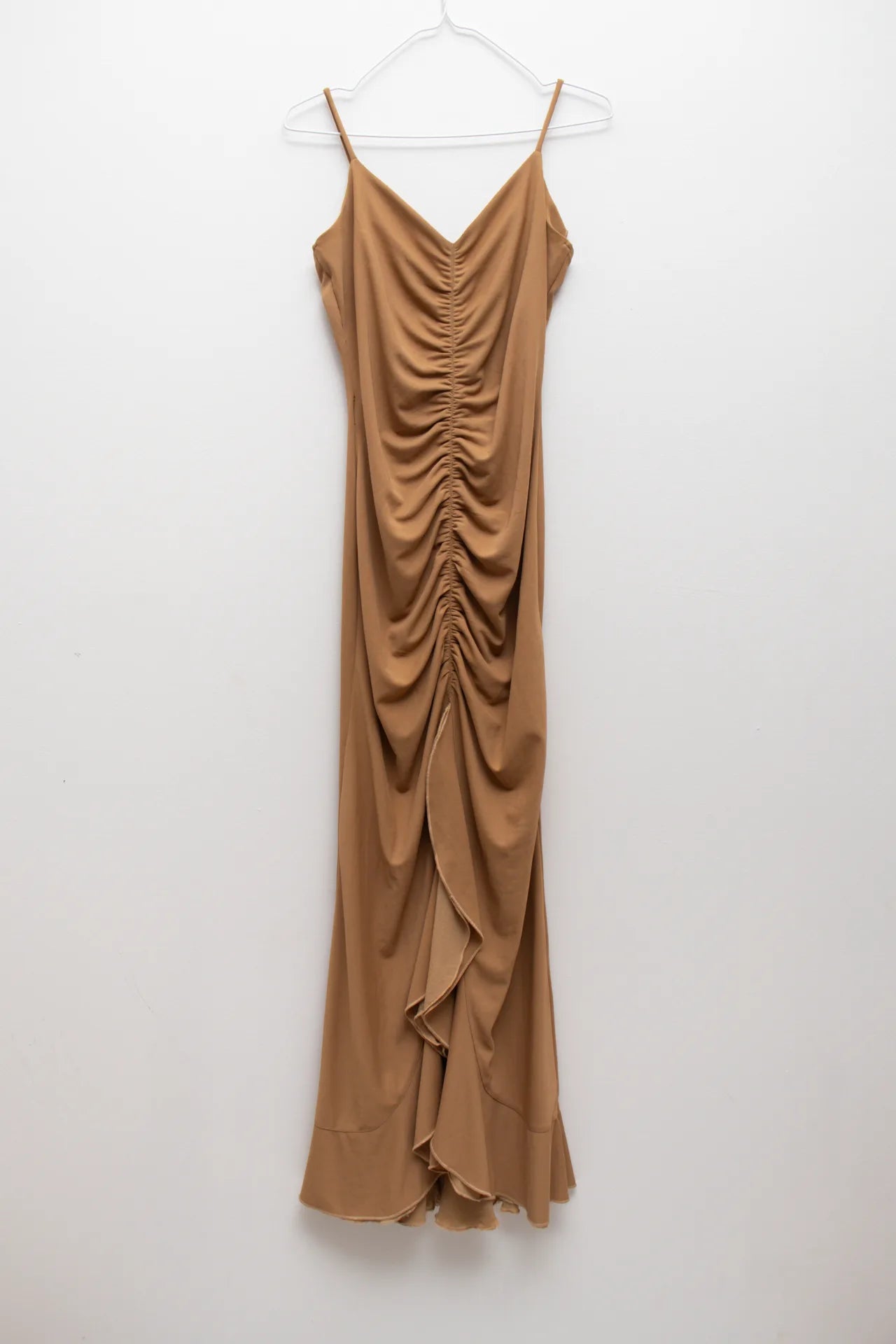 #168 Afra Collection Ruched Front Maxi Dress Beige | c. 169 | Size 8