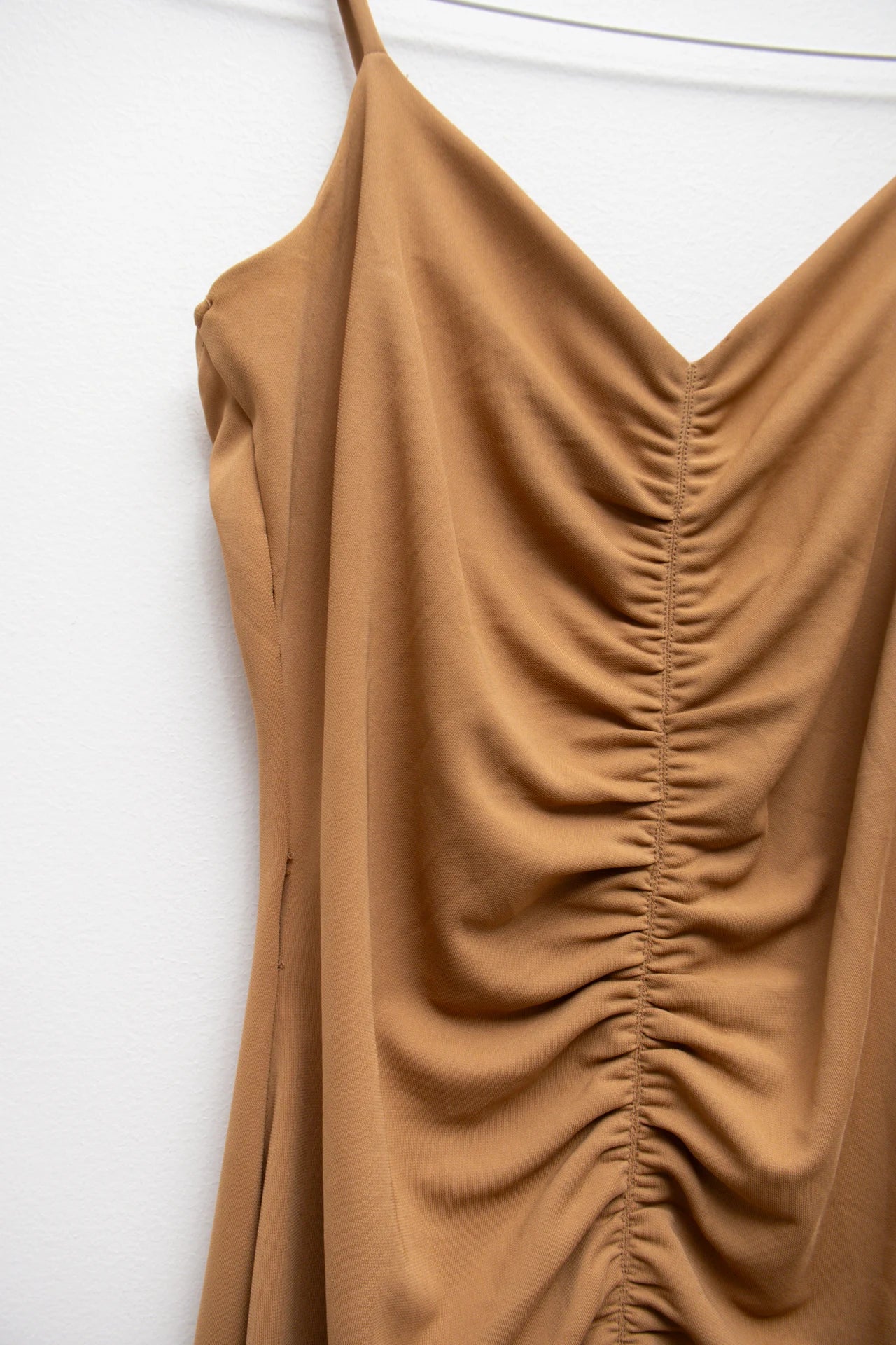#168 Afra Collection Ruched Front Maxi Dress Beige | c. 169 | Size 8